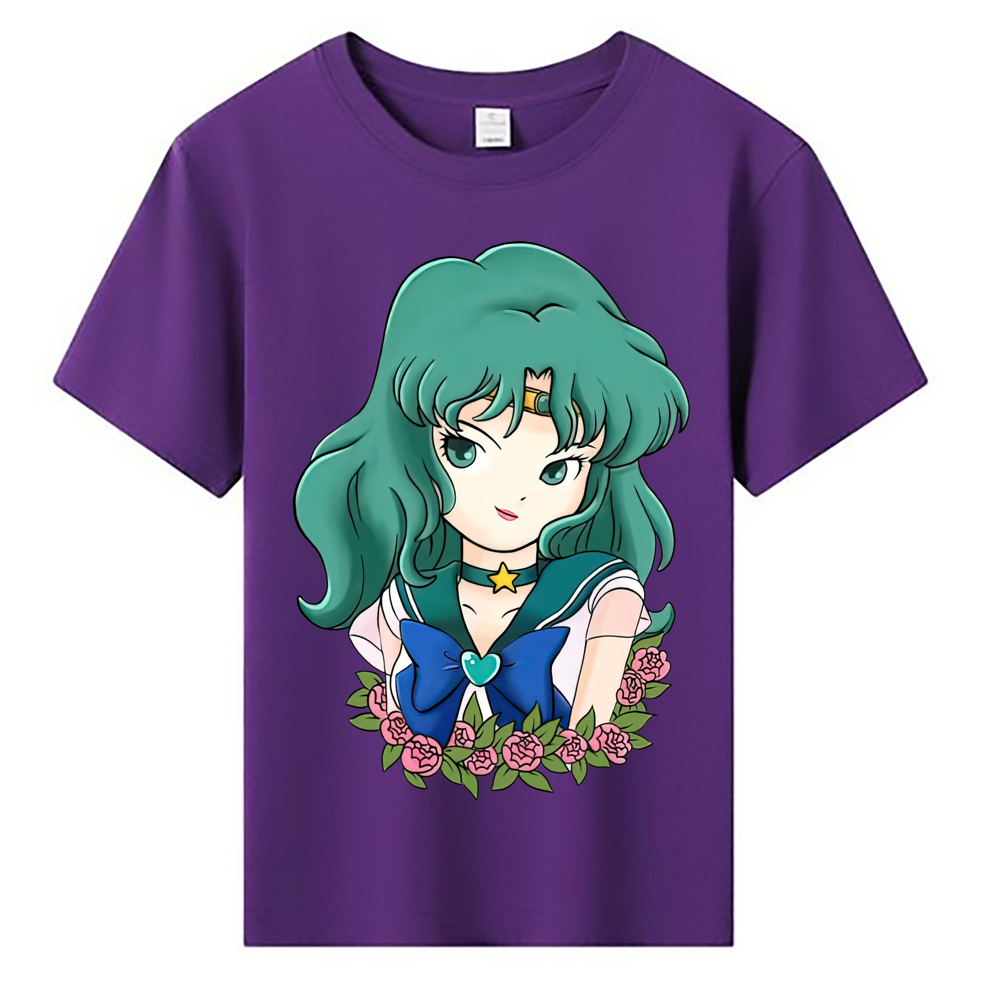 （画像用） 美少女戦士セーラームーン 海王 みちる（かいおう みちる） Sailor Moon Kaiou Michiru 綿100％キッズTシャツ（フロントプリント）