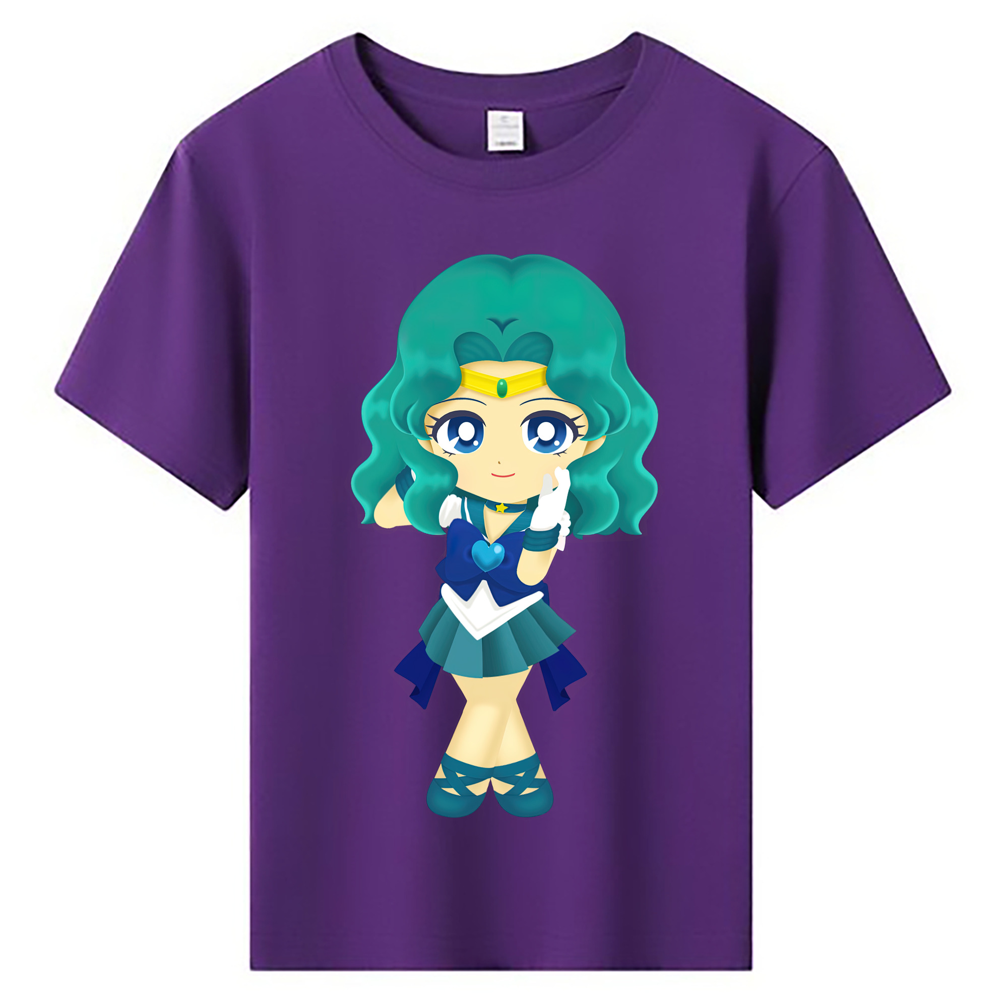 （画像用） 美少女戦士セーラームーン 海王 みちる（かいおう みちる） Sailor Moon Kaiou Michiru 綿100％キッズTシャツ（フロントプリント）