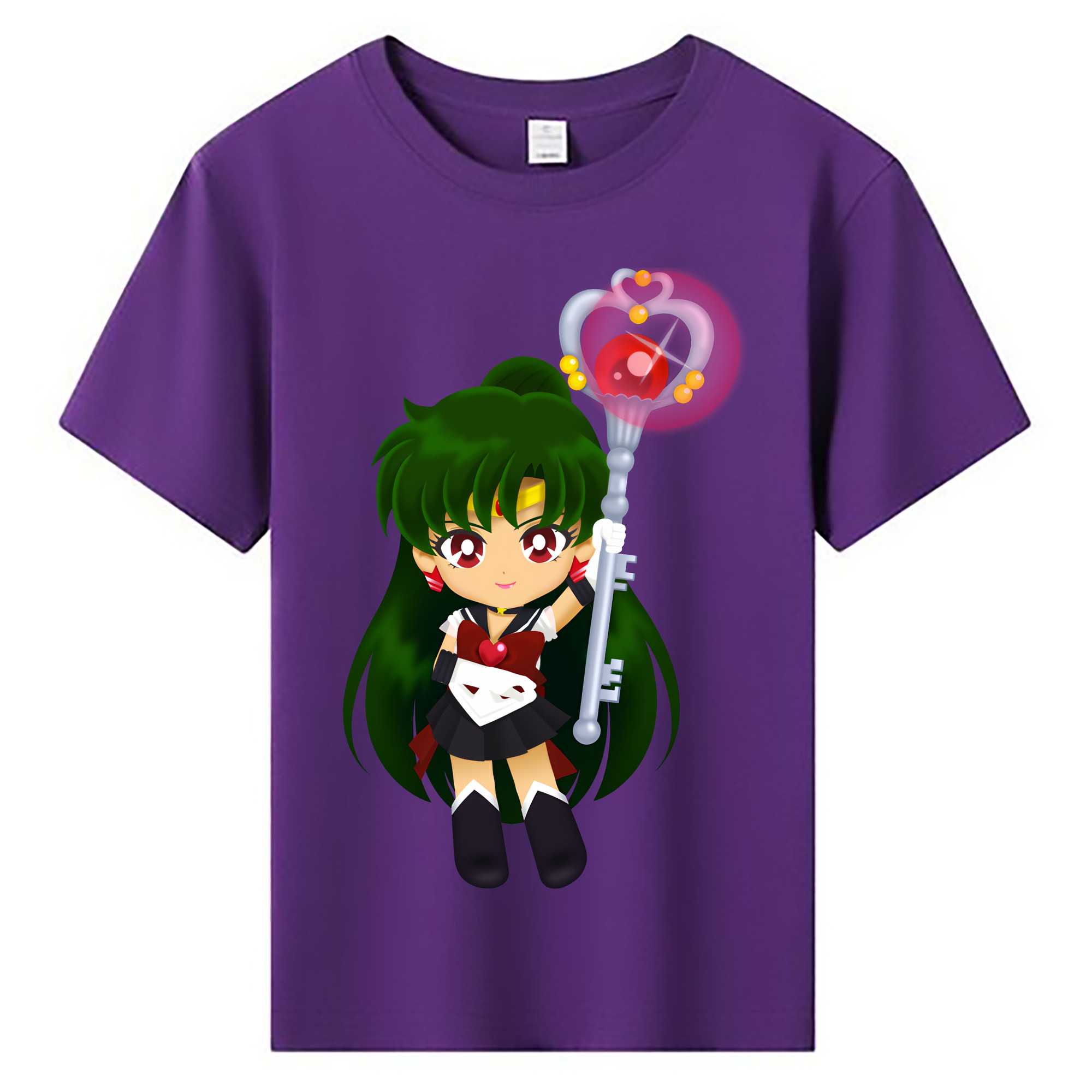 （画像用） 美少女戦士セーラームーン 冥王せつな Sailor Moon Meiou Setsuna 綿100％キッズTシャツ（フロントプリント）