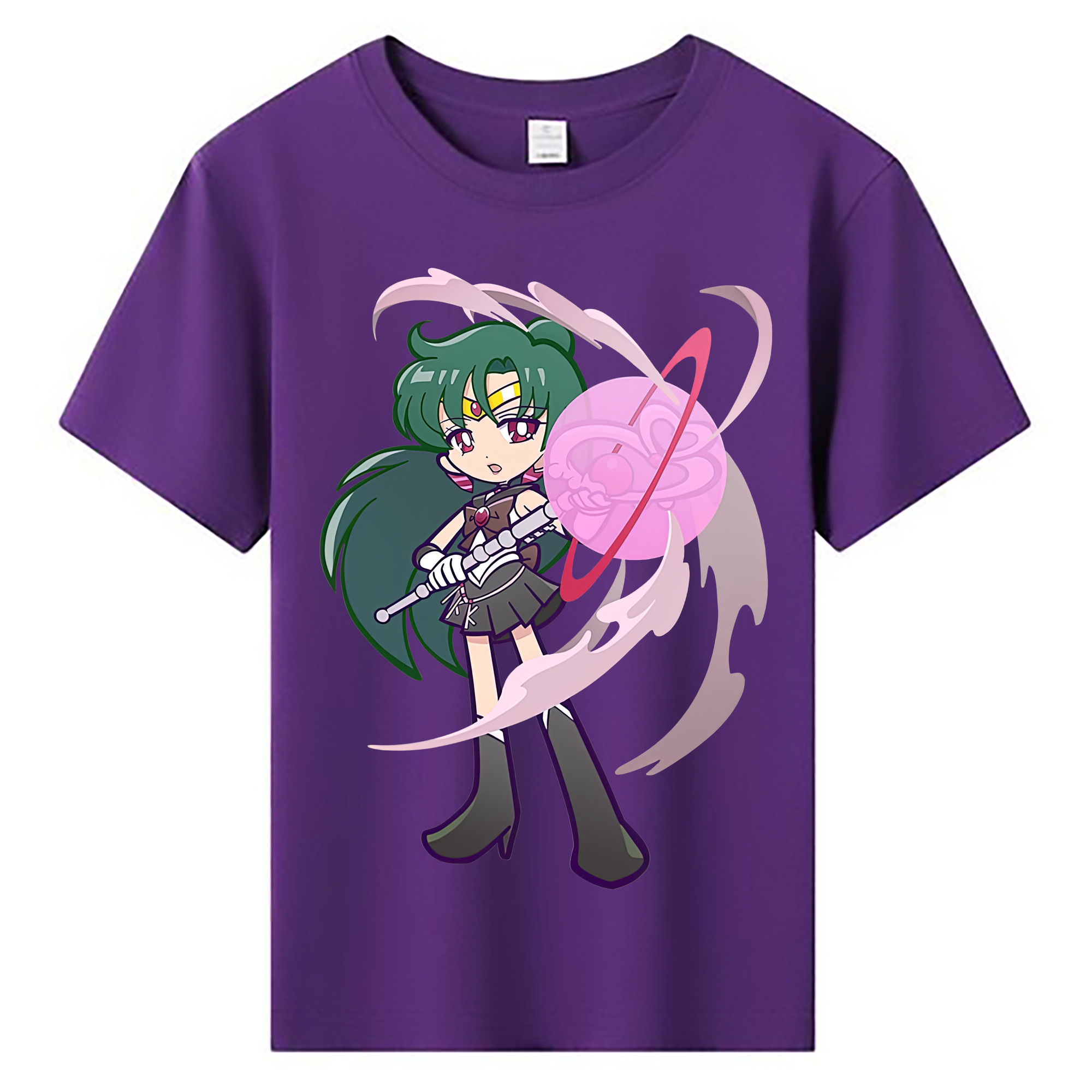 （画像用） 美少女戦士セーラームーン 冥王せつな Sailor Moon Meiou Setsuna 綿100％キッズTシャツ（フロントプリント）