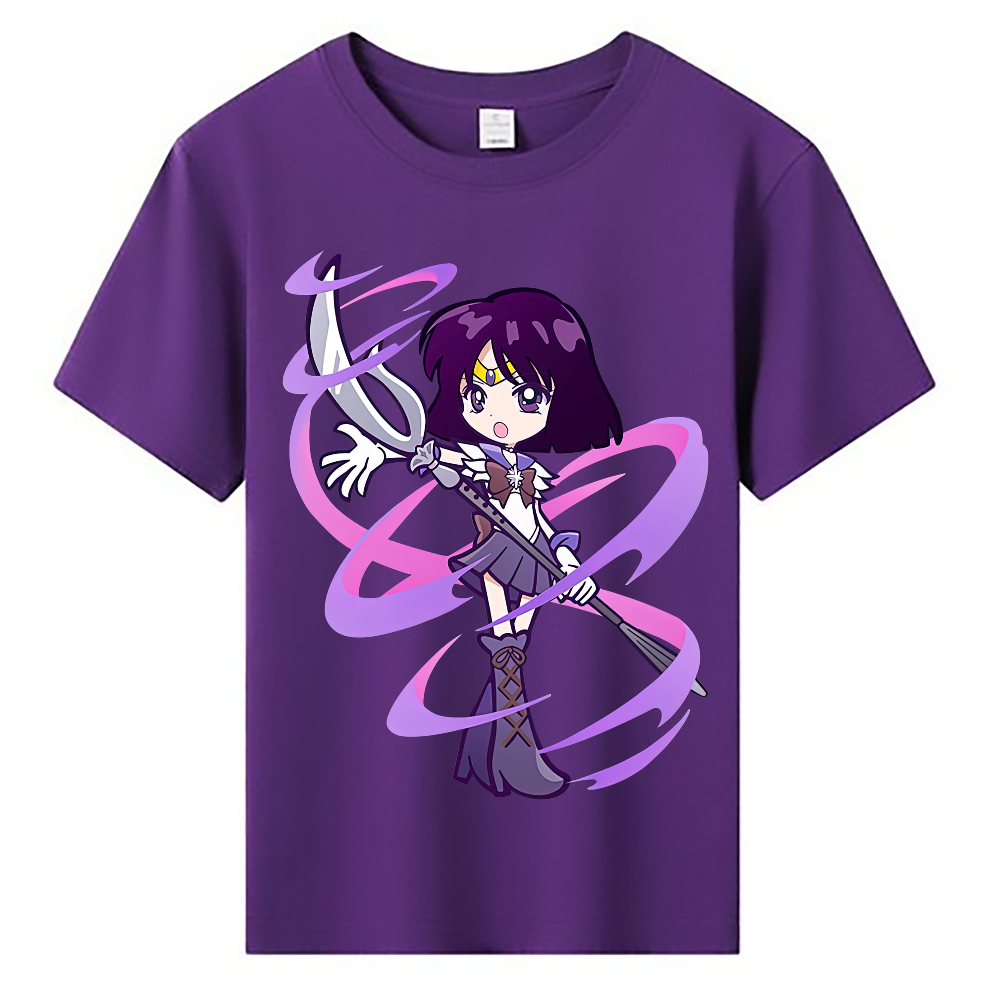 （画像用） 美少女戦士セーラームーン 土萠ほたる Sailor Moon Tomoe Hotaru （セーラーサターン；Sailor Saturn） 綿100％キッズTシャツ（フロントプリント）