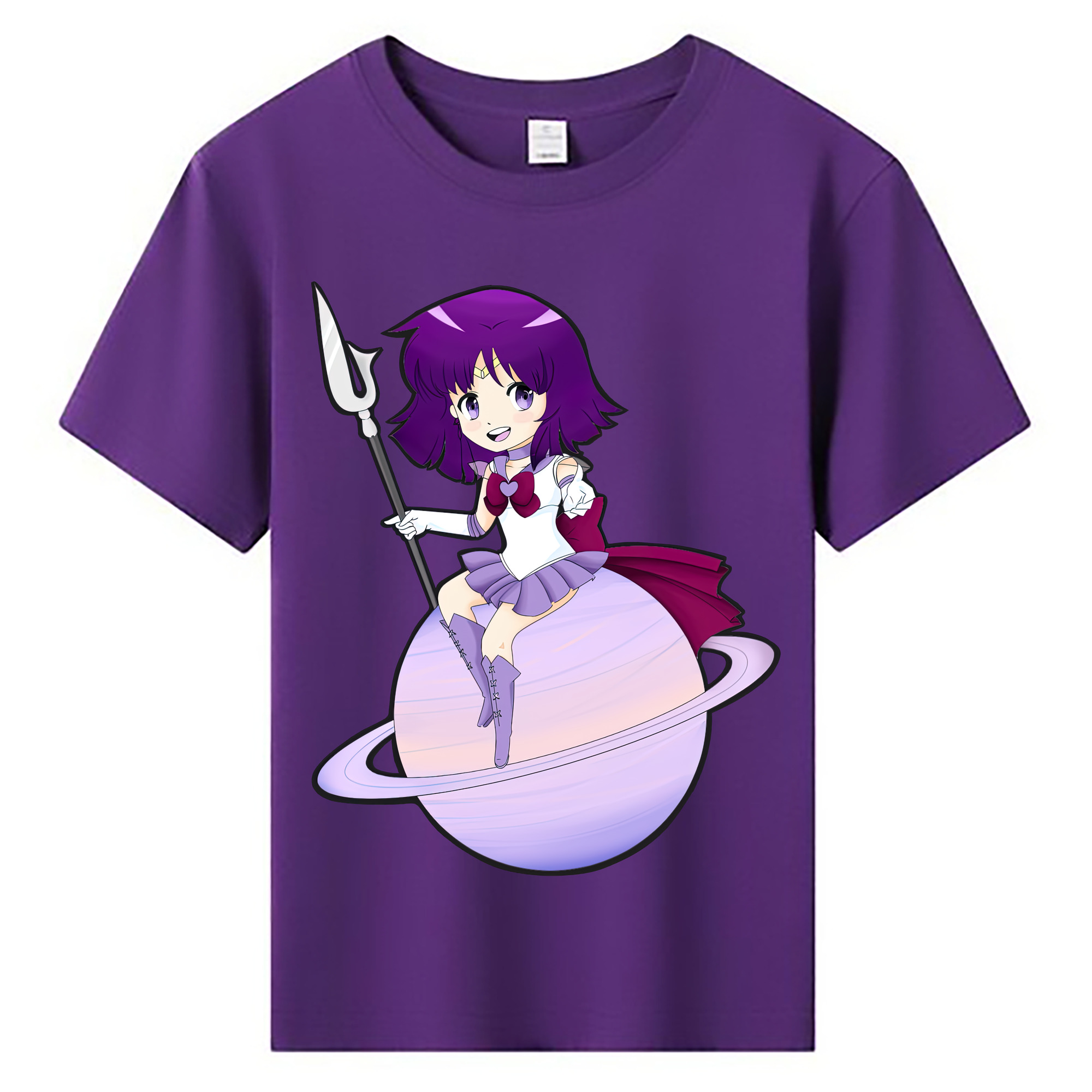 （画像用） 美少女戦士セーラームーン 土萠ほたる Sailor Moon Tomoe Hotaru （セーラーサターン；Sailor Saturn） 綿100％キッズTシャツ（フロントプリント）