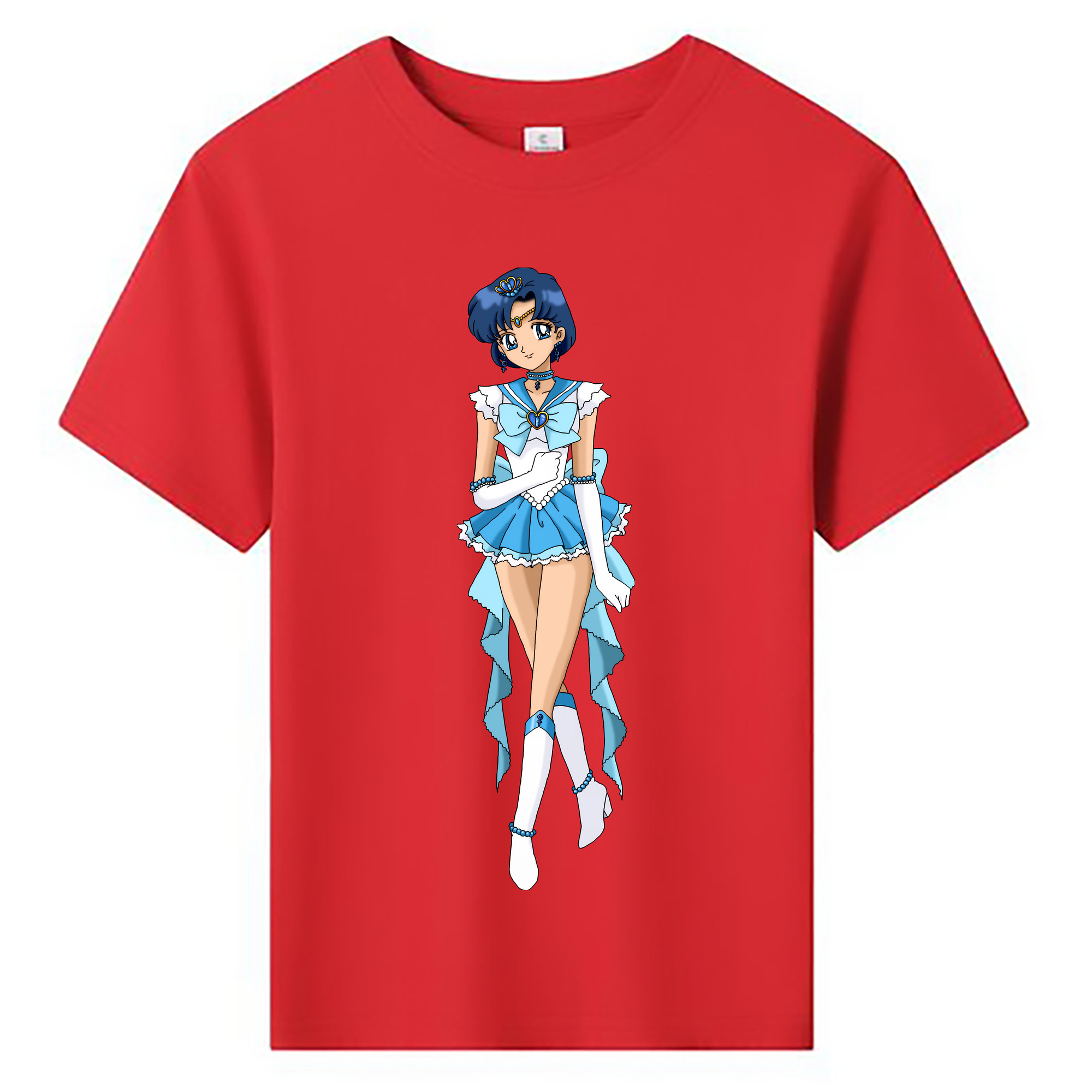 （画像用） 美少女戦士セーラームーン 水野 亜美 みずの あみ Sailor Moon Mizuno Ami 綿100％キッズTシャツ（フロントプリント）