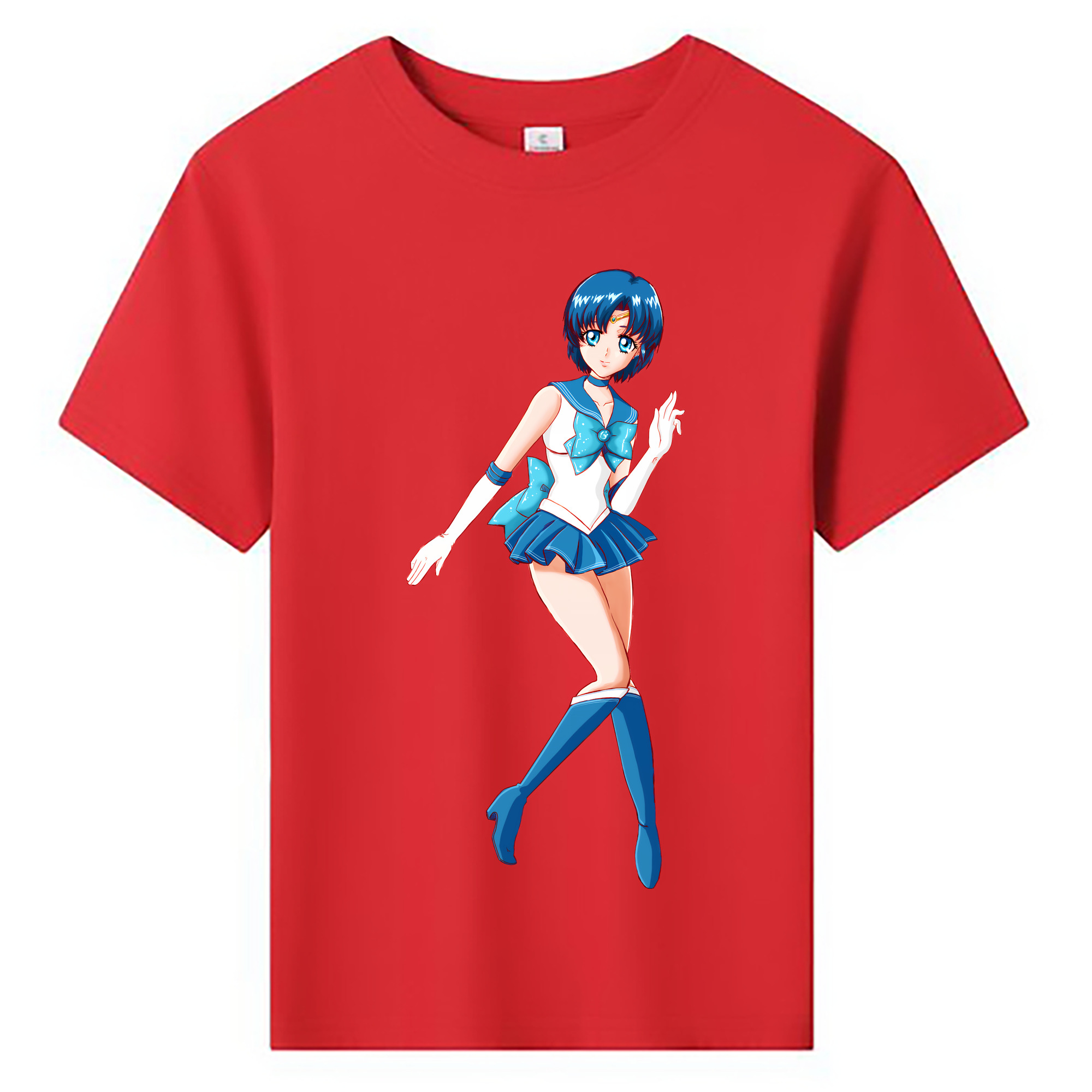 （画像用） 美少女戦士セーラームーン 水野 亜美 みずの あみ Sailor Moon Mizuno Ami 綿100％キッズTシャツ（フロントプリント）