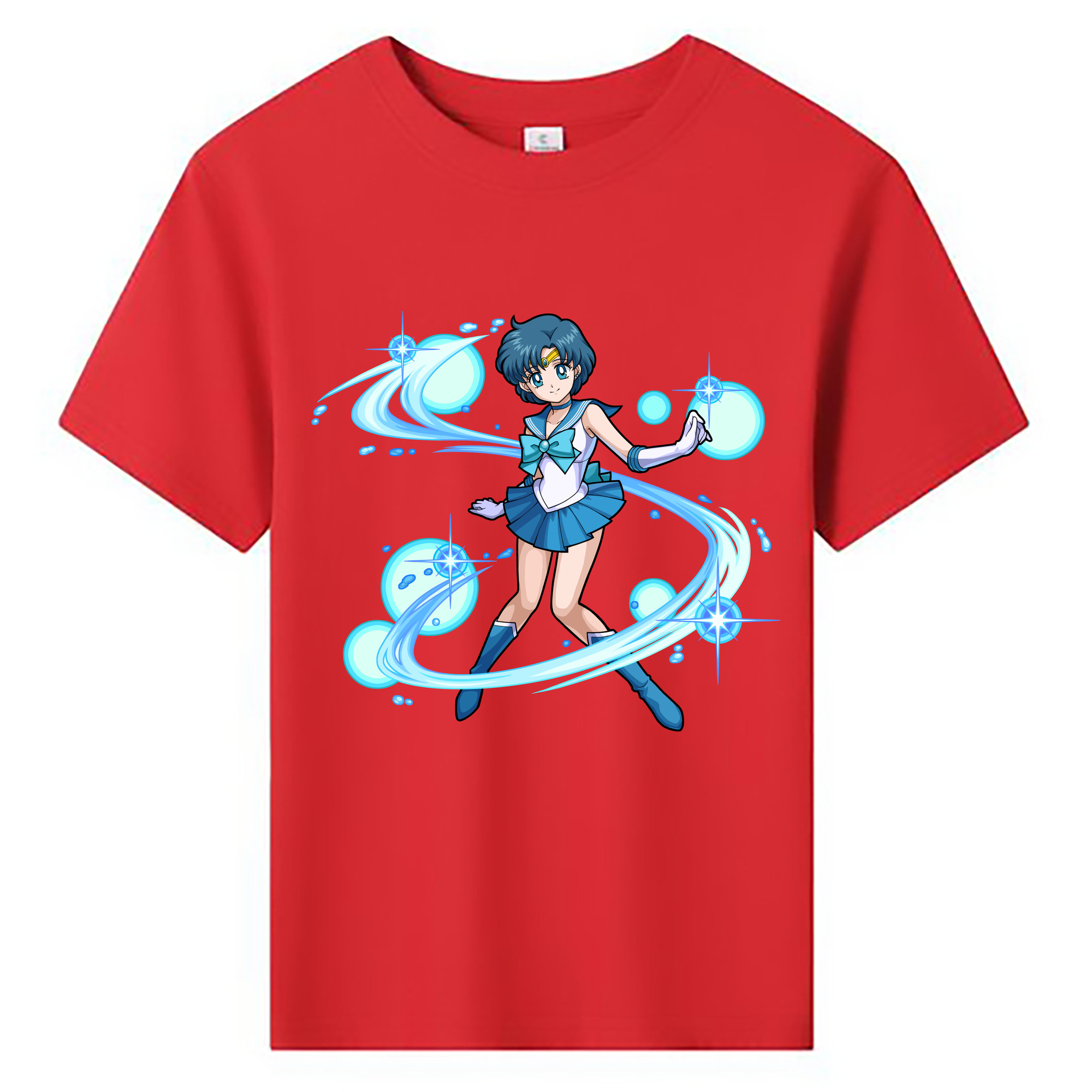 （画像用） 美少女戦士セーラームーン 水野 亜美 みずの あみ Sailor Moon Mizuno Ami 綿100％キッズTシャツ（フロントプリント）