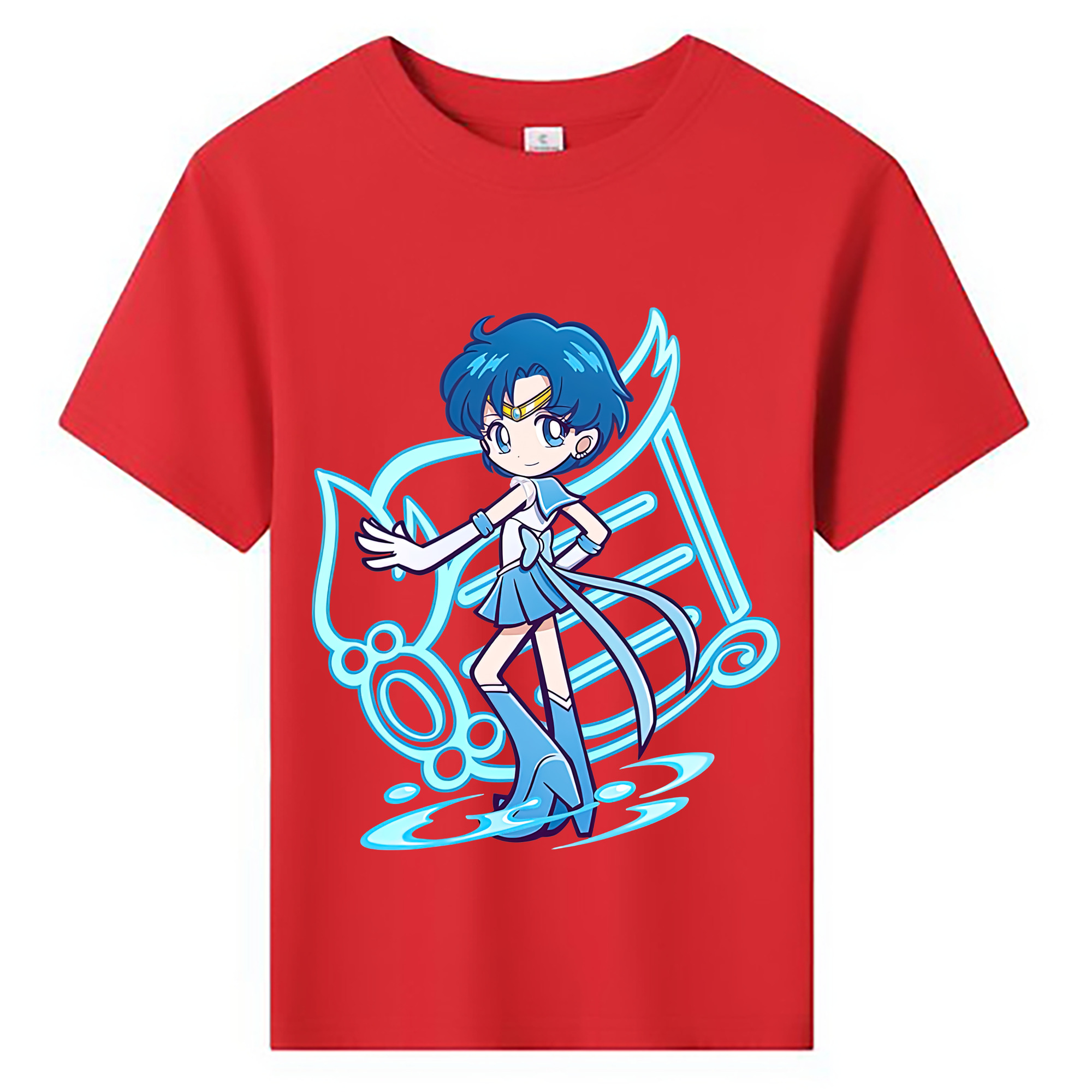 （画像用） 美少女戦士セーラームーン 水野 亜美 みずの あみ Sailor Moon Mizuno Ami 綿100％キッズTシャツ（フロントプリント）