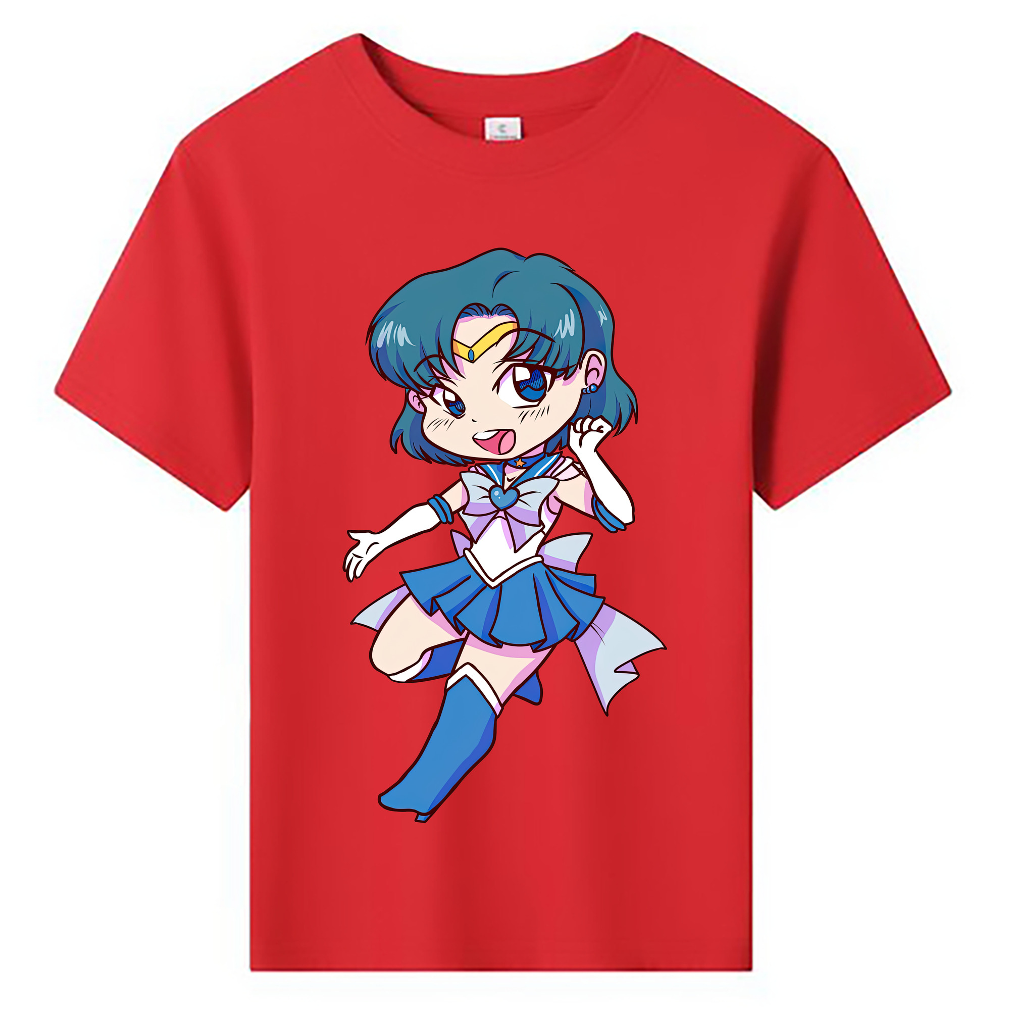 （画像用） 美少女戦士セーラームーン 水野 亜美 みずの あみ Sailor Moon Mizuno Ami 綿100％キッズTシャツ（フロントプリント）