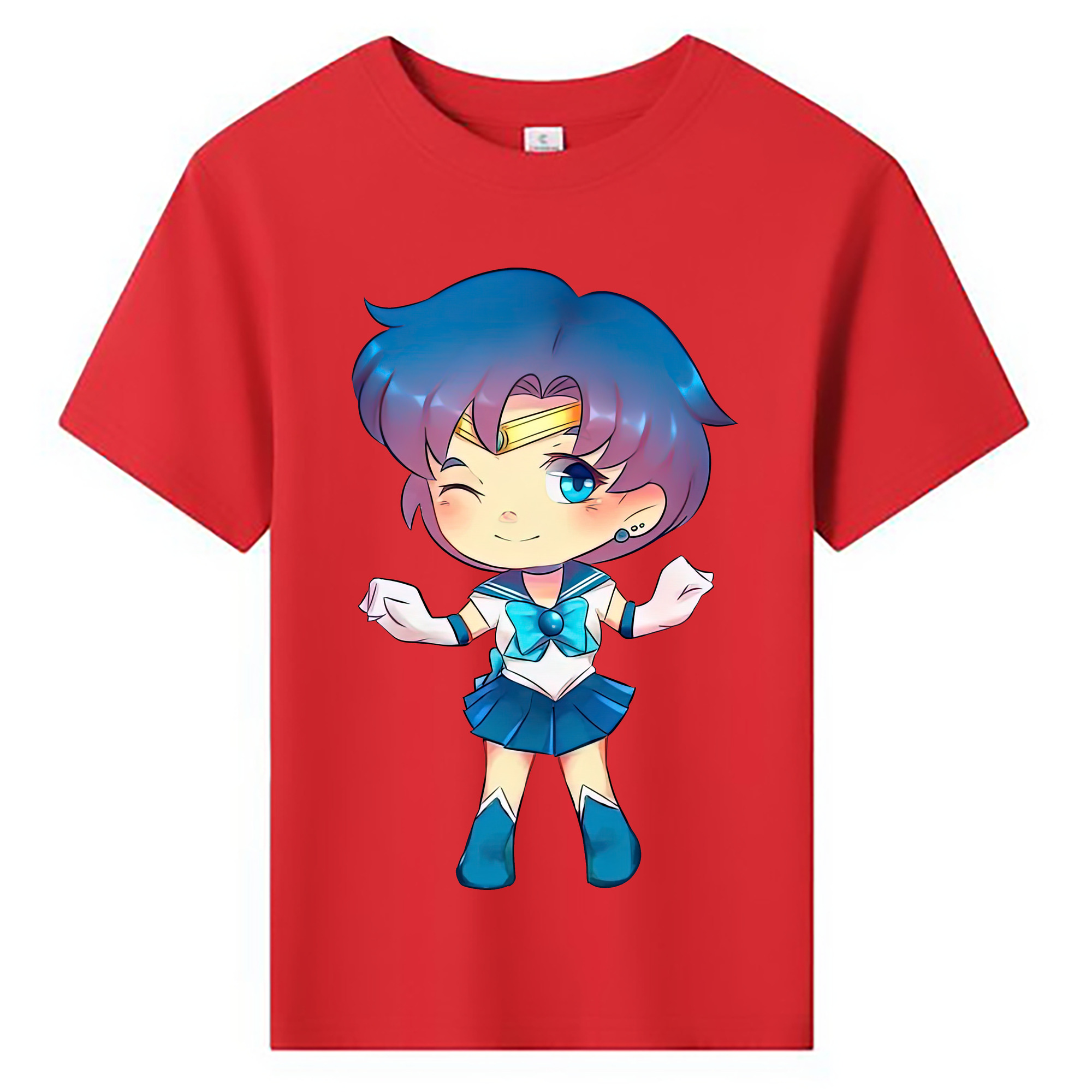 （画像用） 美少女戦士セーラームーン 水野 亜美 みずの あみ Sailor Moon Mizuno Ami 綿100％キッズTシャツ（フロントプリント）