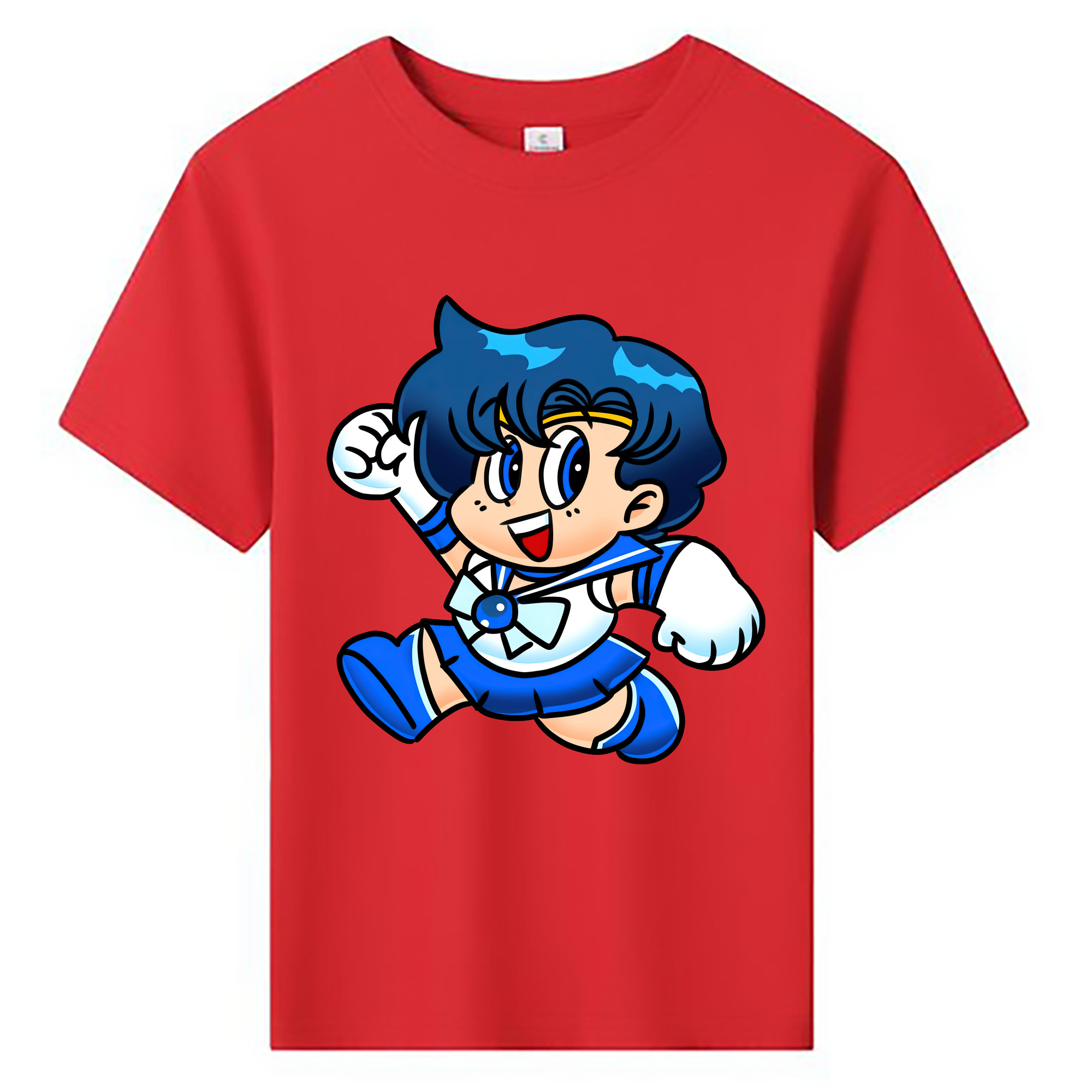 （画像用） 美少女戦士セーラームーン 水野 亜美 みずの あみ Sailor Moon Mizuno Ami 綿100％キッズTシャツ（フロントプリント）