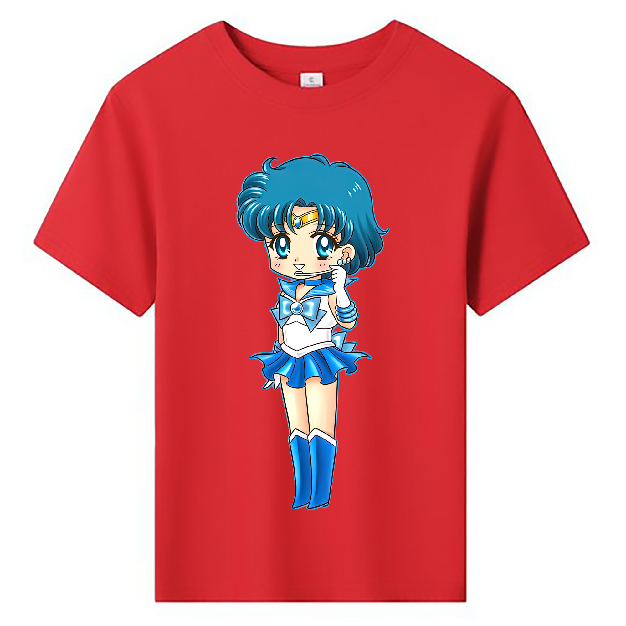 （画像用） 美少女戦士セーラームーン 水野 亜美 みずの あみ Sailor Moon Mizuno Ami 綿100％キッズTシャツ（フロントプリント）