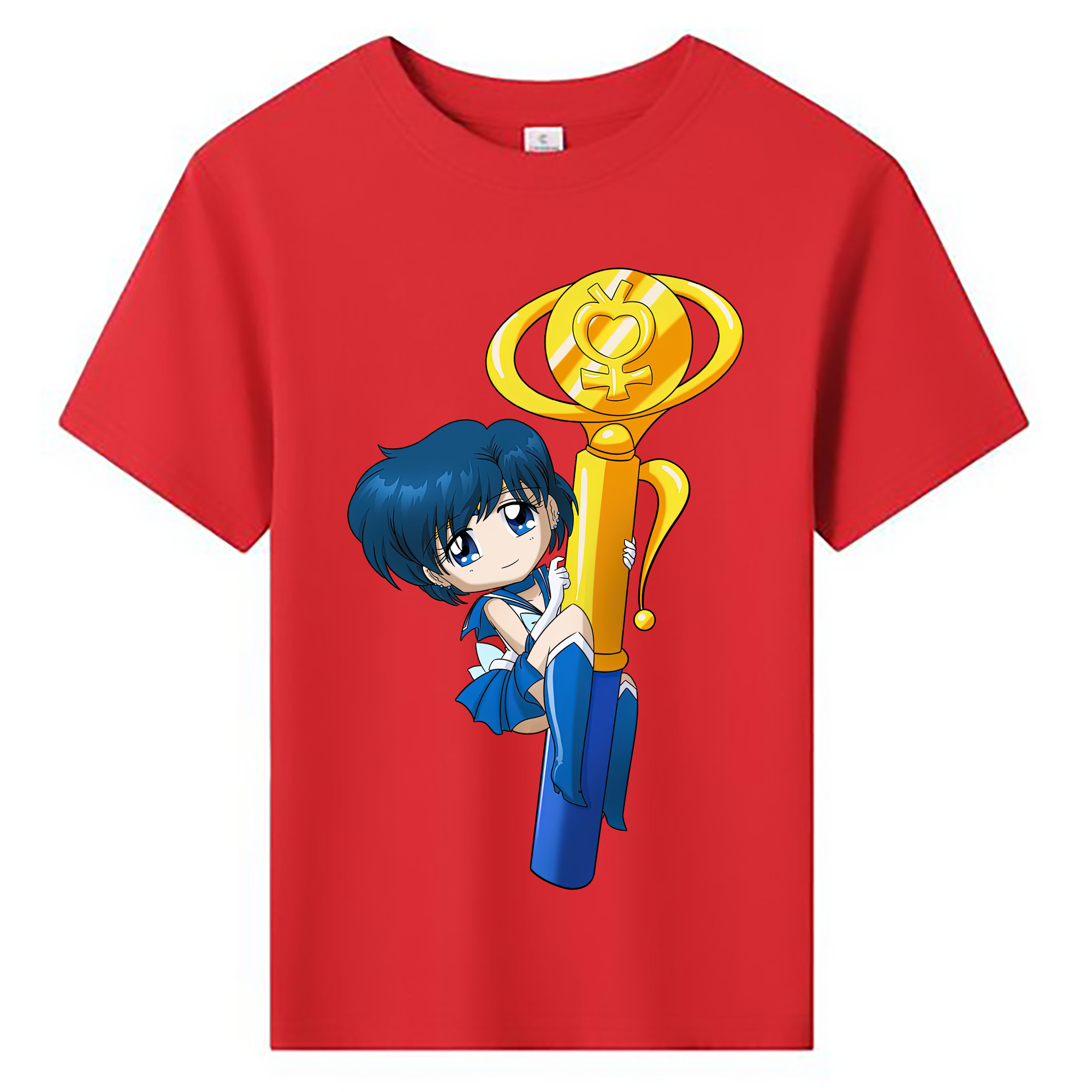 （画像用） 美少女戦士セーラームーン 水野 亜美 みずの あみ Sailor Moon Mizuno Ami 綿100％キッズTシャツ（フロントプリント）