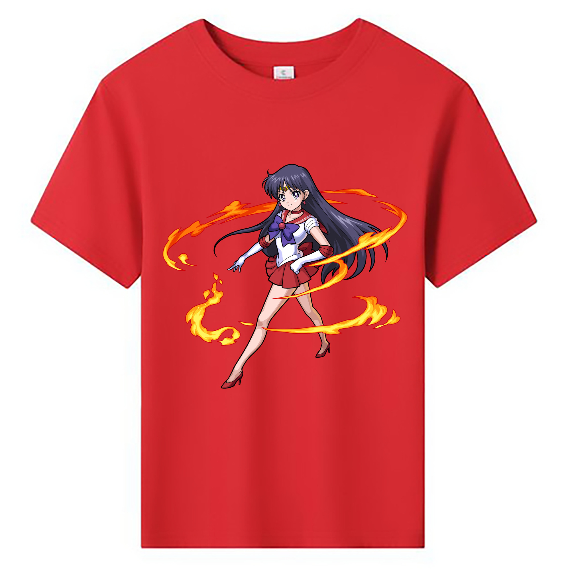 （画像用） 美少女戦士セーラームーン 火野レイ ひの レイ Sailor Moon Hino Rei （セーラーマーズ,Sailor Mars） 綿100％キッズTシャツ（フロントプリント）