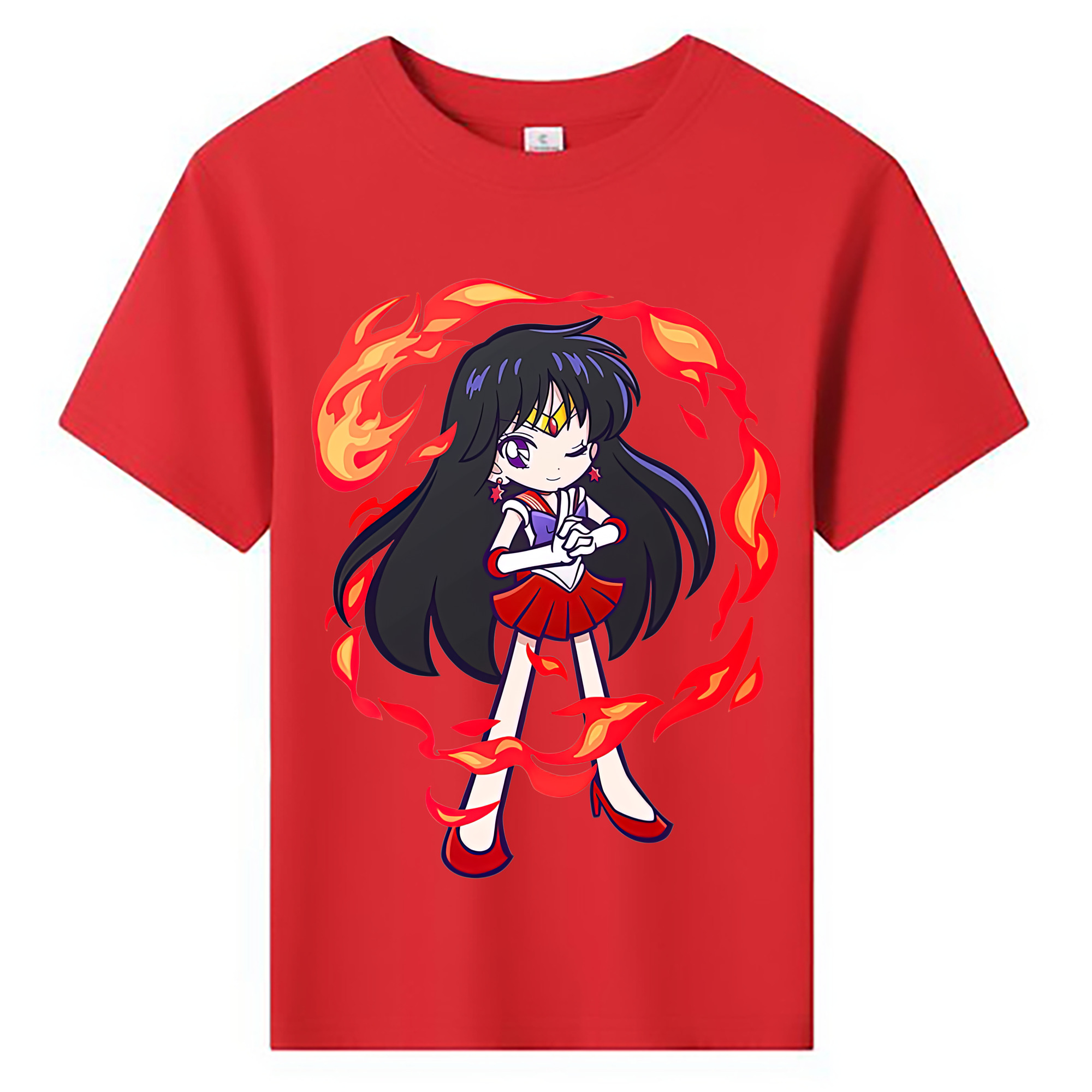 （画像用） 美少女戦士セーラームーン 火野レイ ひの レイ Sailor Moon Hino Rei （セーラーマーズ,Sailor Mars） 綿100％キッズTシャツ（フロントプリント）