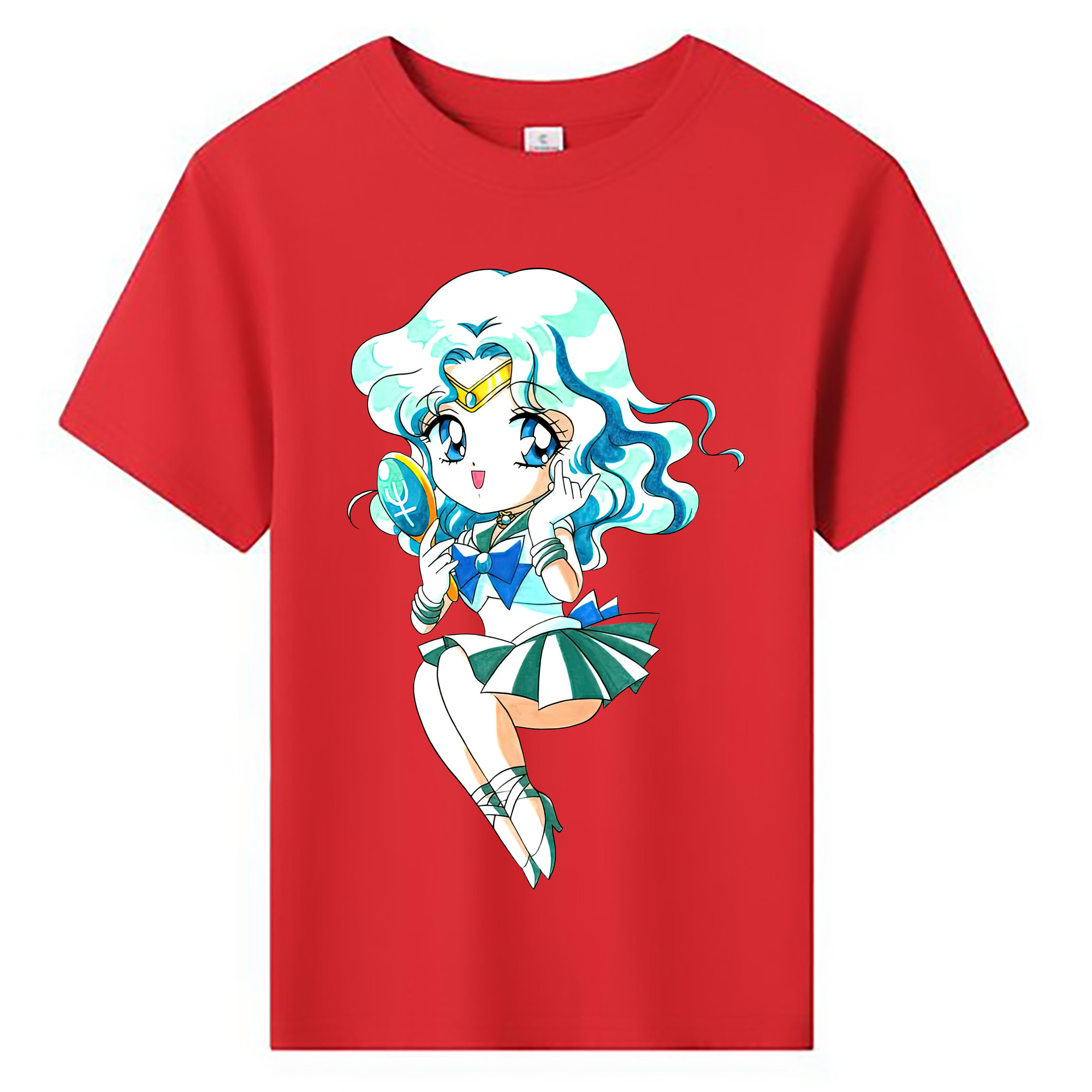 （画像用） 美少女戦士セーラームーン 海王 みちる（かいおう みちる） Sailor Moon Kaiou Michiru 綿100％キッズTシャツ（フロントプリント）