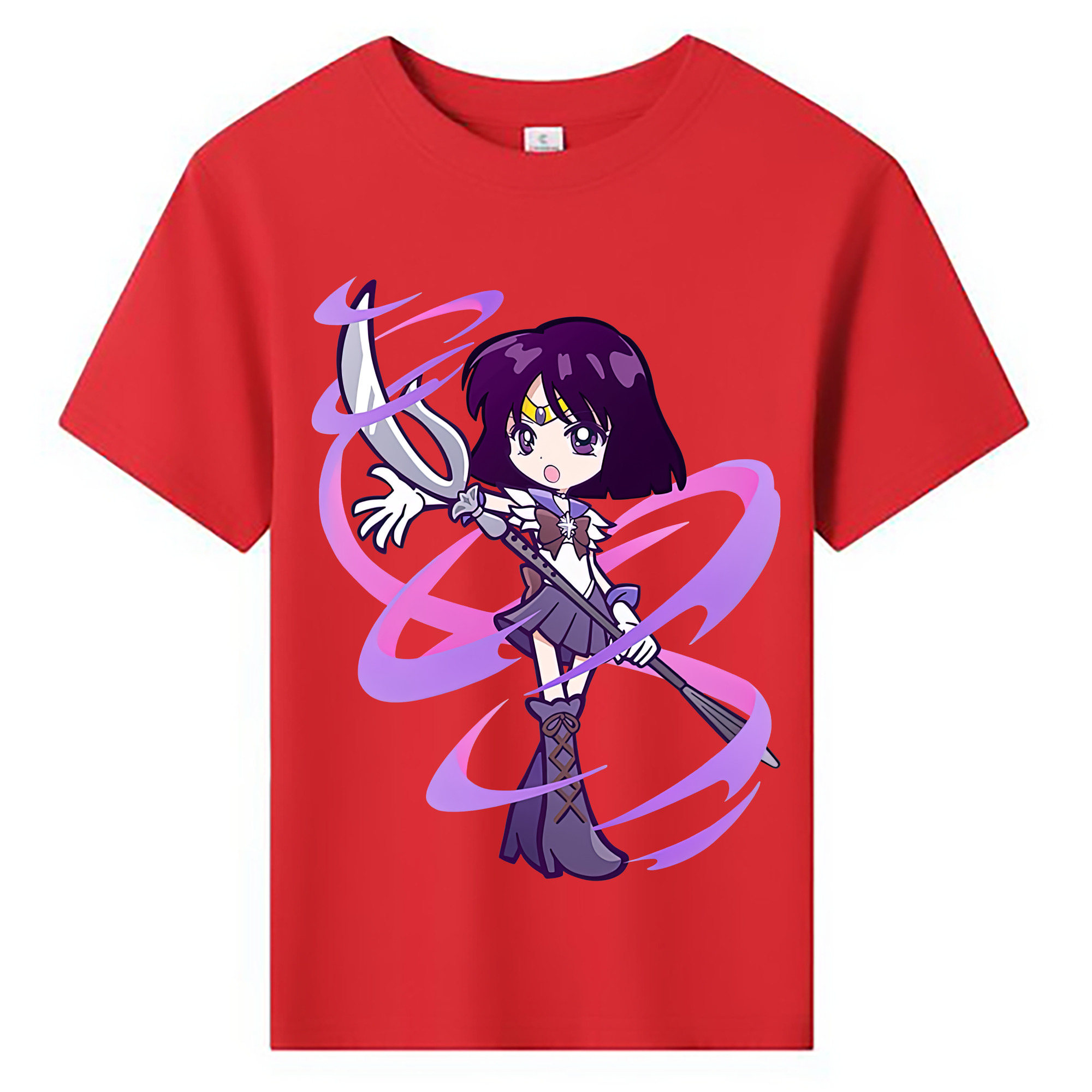 （画像用） 美少女戦士セーラームーン 土萠ほたる Sailor Moon Tomoe Hotaru （セーラーサターン；Sailor Saturn） 綿100％キッズTシャツ（フロントプリント）