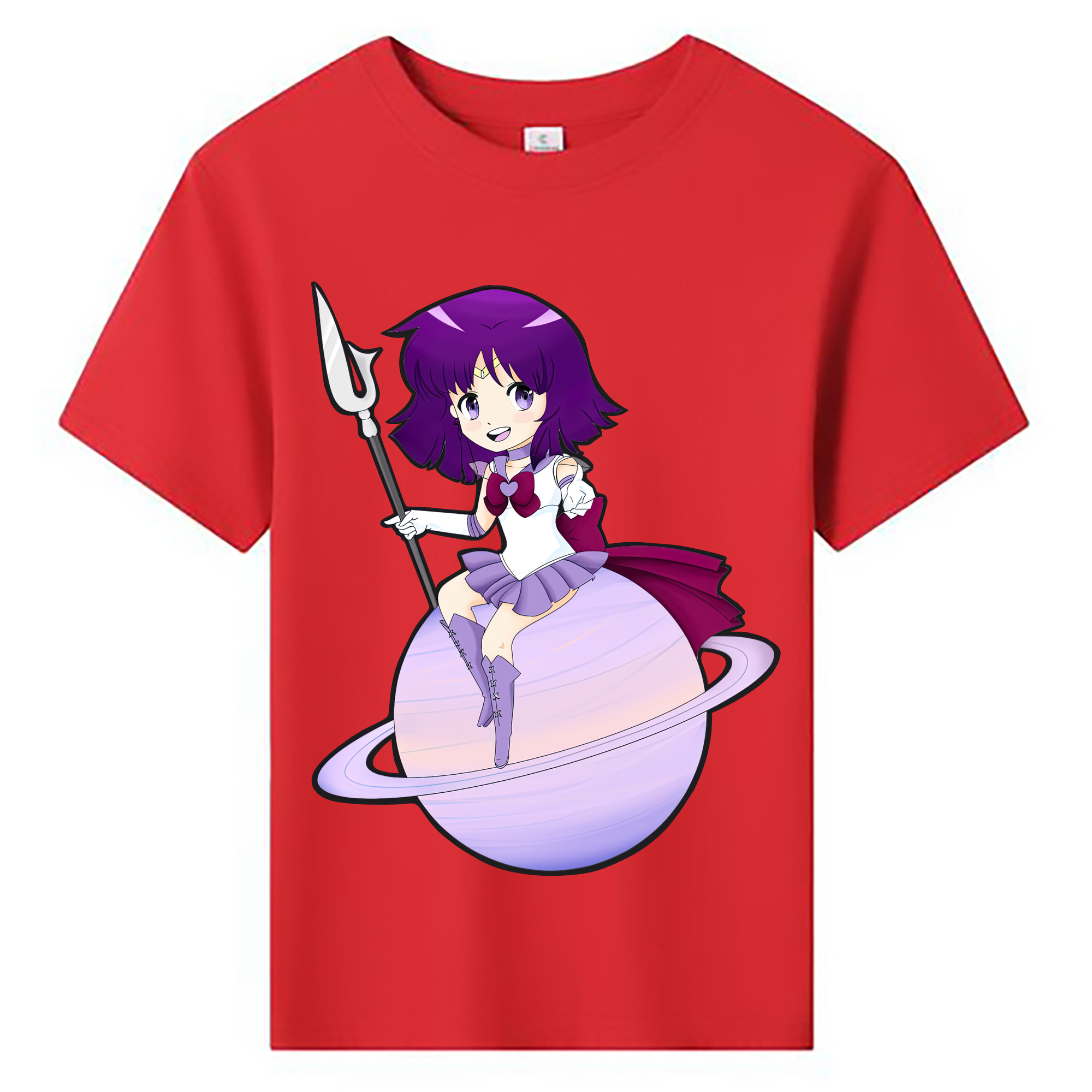 （画像用） 美少女戦士セーラームーン 土萠ほたる Sailor Moon Tomoe Hotaru （セーラーサターン；Sailor Saturn） 綿100％キッズTシャツ（フロントプリント）
