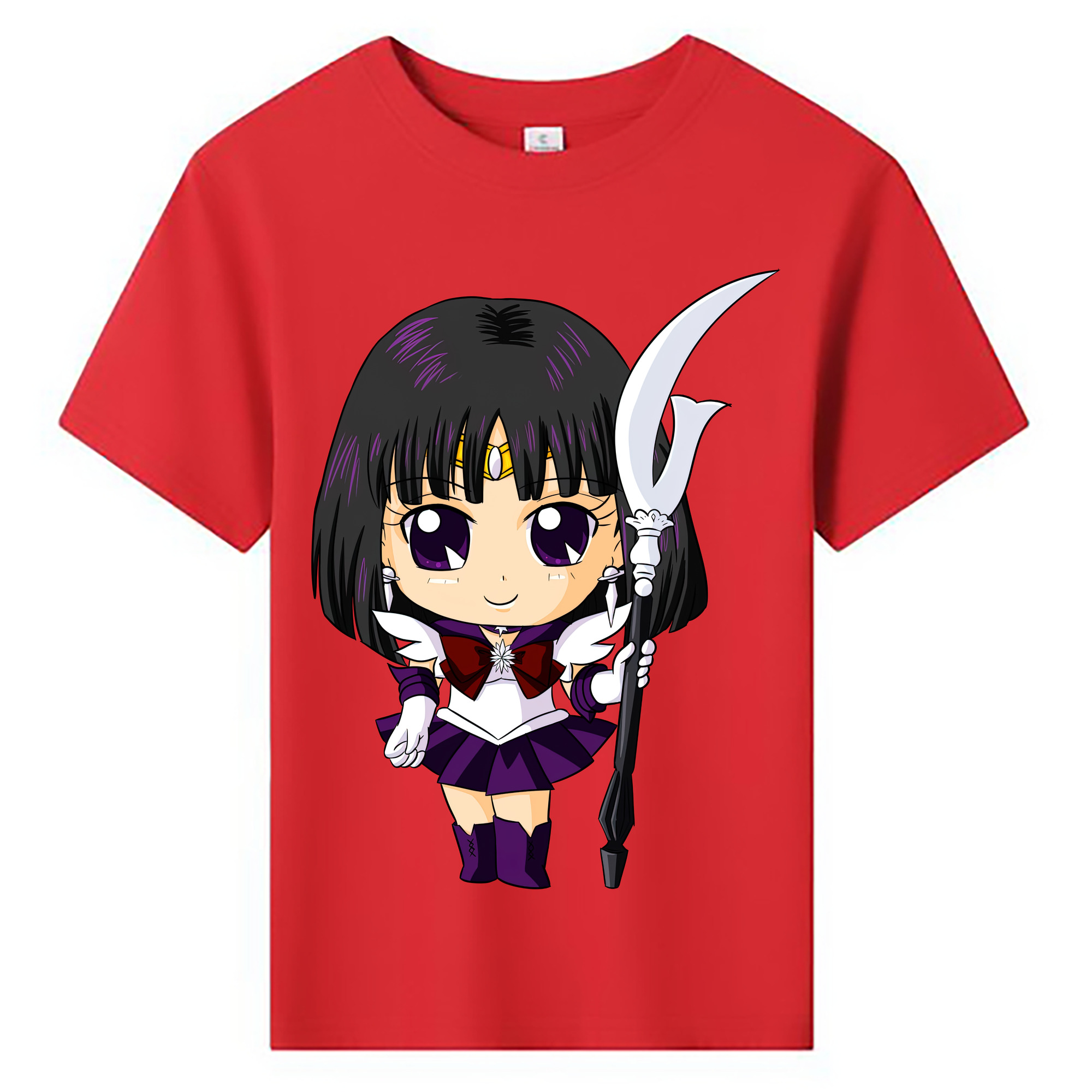 （画像用） 美少女戦士セーラームーン 土萠ほたる Sailor Moon Tomoe Hotaru （セーラーサターン；Sailor Saturn） 綿100％キッズTシャツ（フロントプリント）