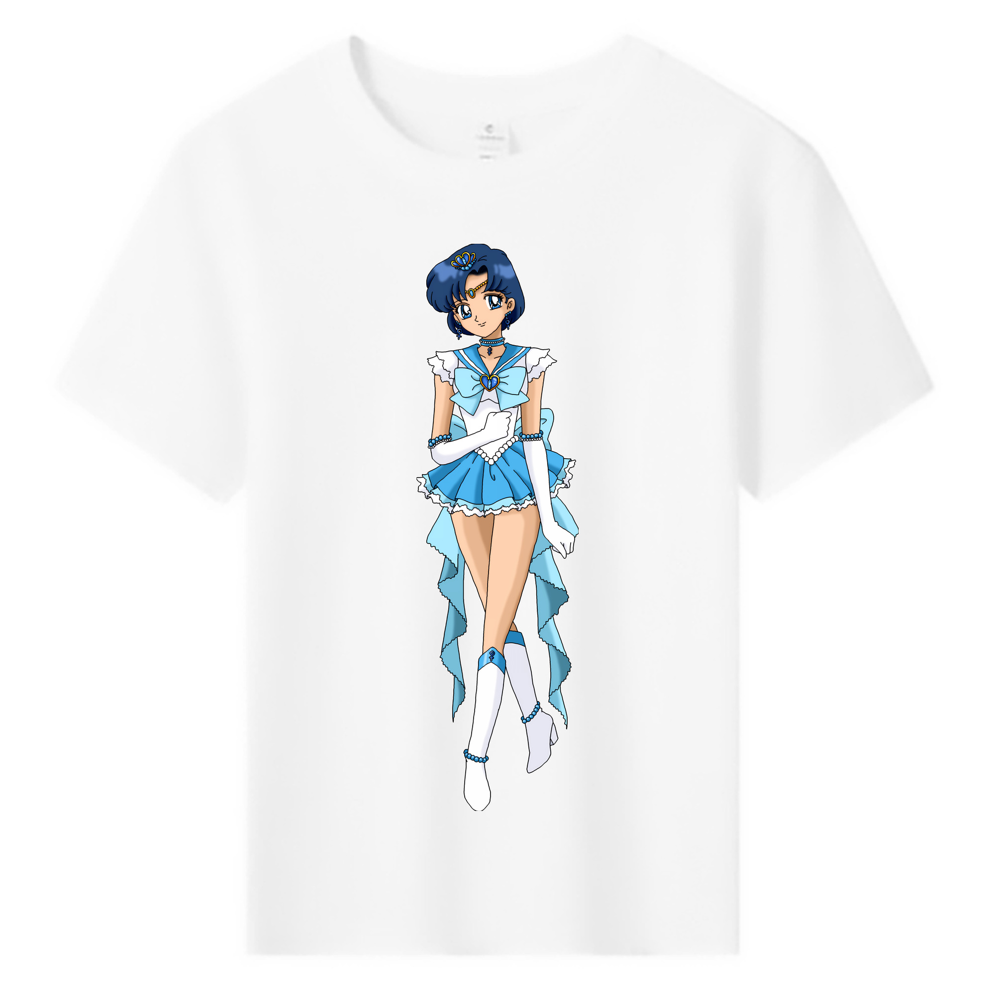 （画像用） 美少女戦士セーラームーン 水野 亜美 みずの あみ Sailor Moon Mizuno Ami 綿100％キッズTシャツ（フロントプリント）