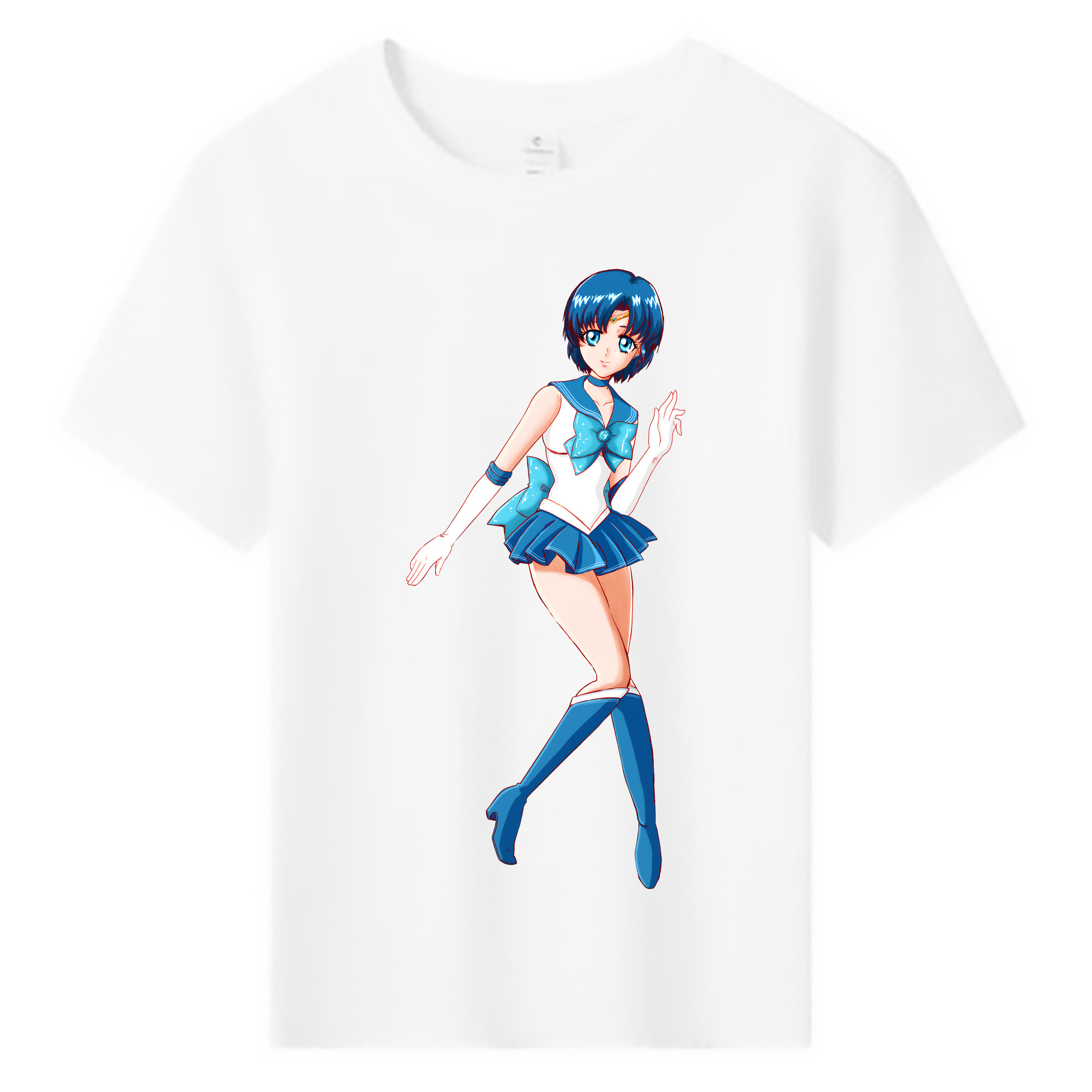 （画像用） 美少女戦士セーラームーン 水野 亜美 みずの あみ Sailor Moon Mizuno Ami 綿100％キッズTシャツ（フロントプリント）