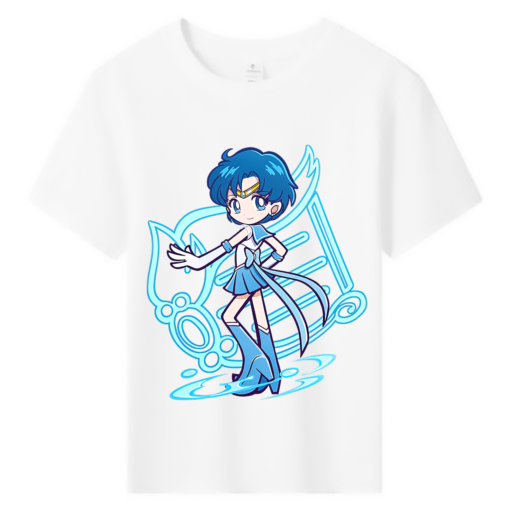 （画像用） 美少女戦士セーラームーン 水野 亜美 みずの あみ Sailor Moon Mizuno Ami 綿100％キッズTシャツ（フロントプリント）