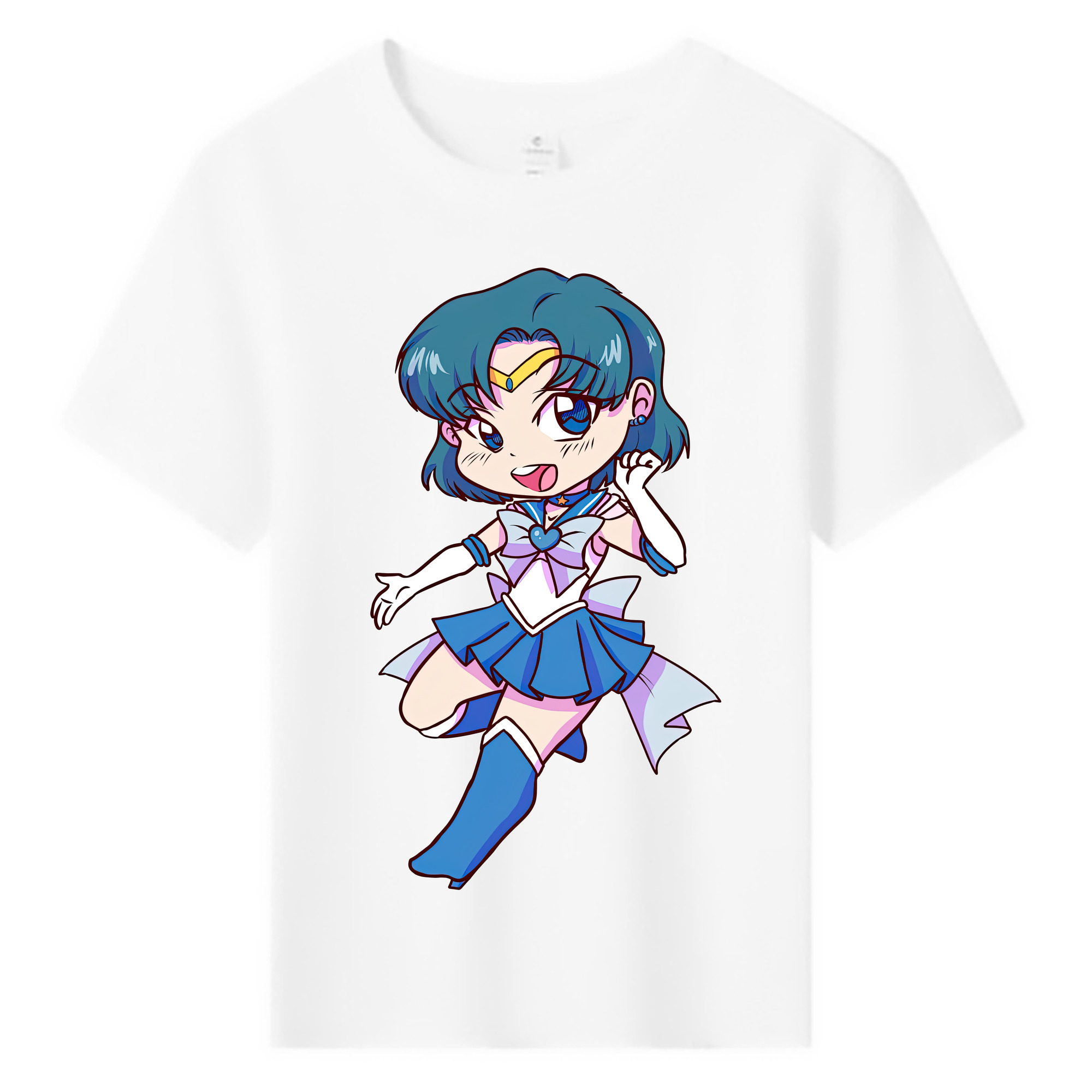 （画像用） 美少女戦士セーラームーン 水野 亜美 みずの あみ Sailor Moon Mizuno Ami 綿100％キッズTシャツ（フロントプリント）