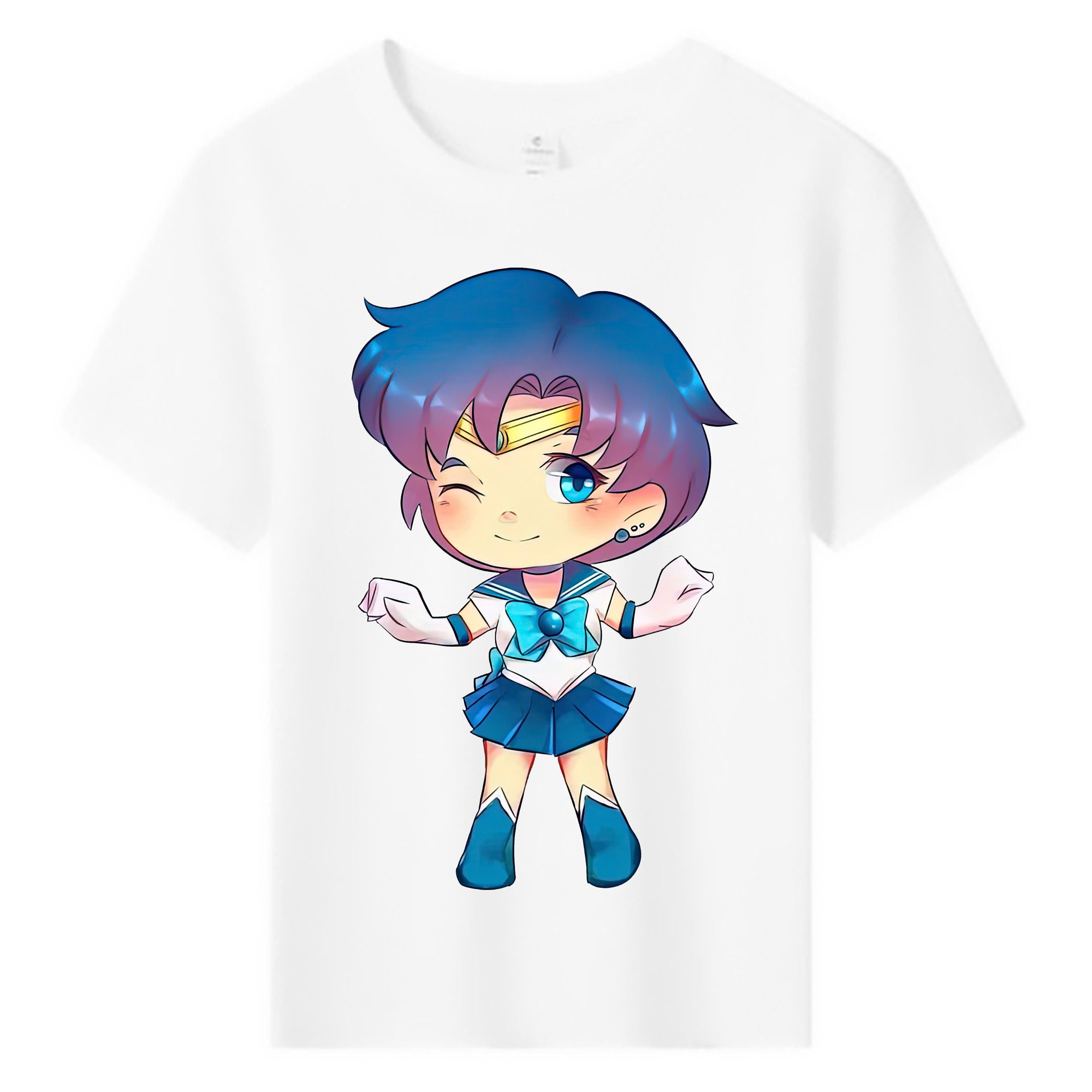 （画像用） 美少女戦士セーラームーン 水野 亜美 みずの あみ Sailor Moon Mizuno Ami 綿100％キッズTシャツ（フロントプリント）