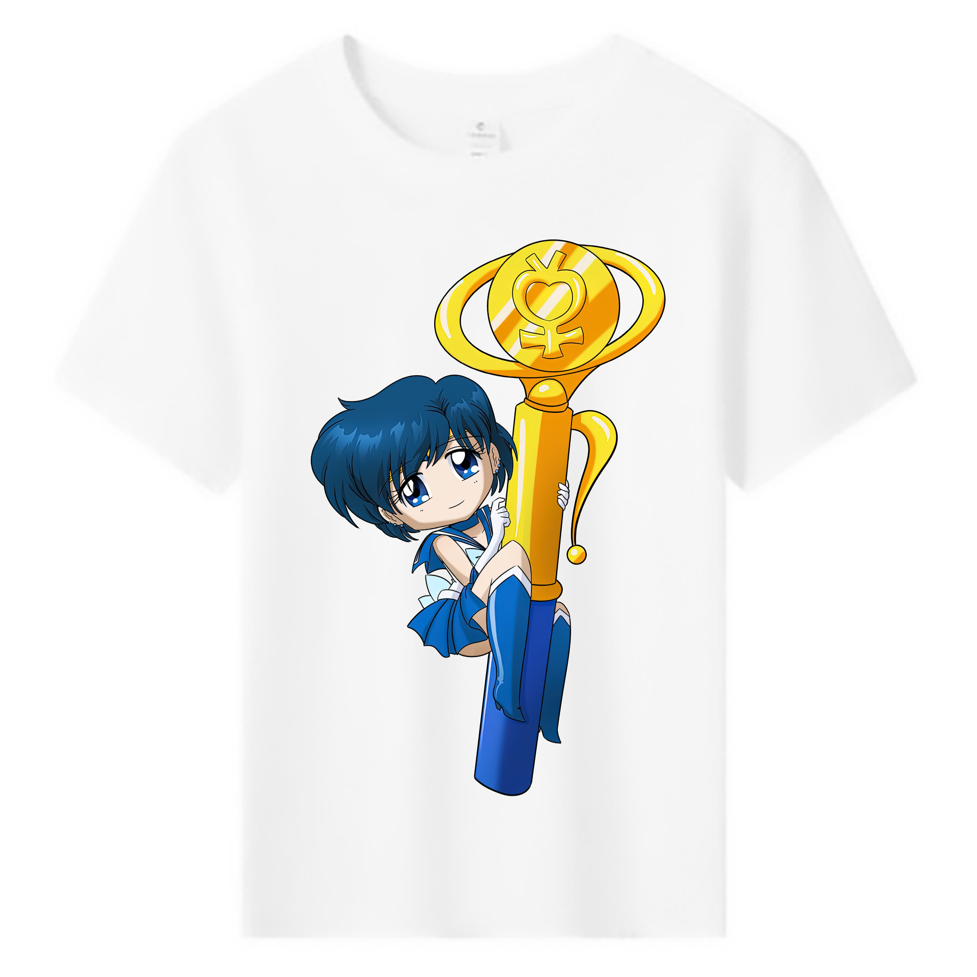 （画像用） 美少女戦士セーラームーン 水野 亜美 みずの あみ Sailor Moon Mizuno Ami 綿100％キッズTシャツ（フロントプリント）