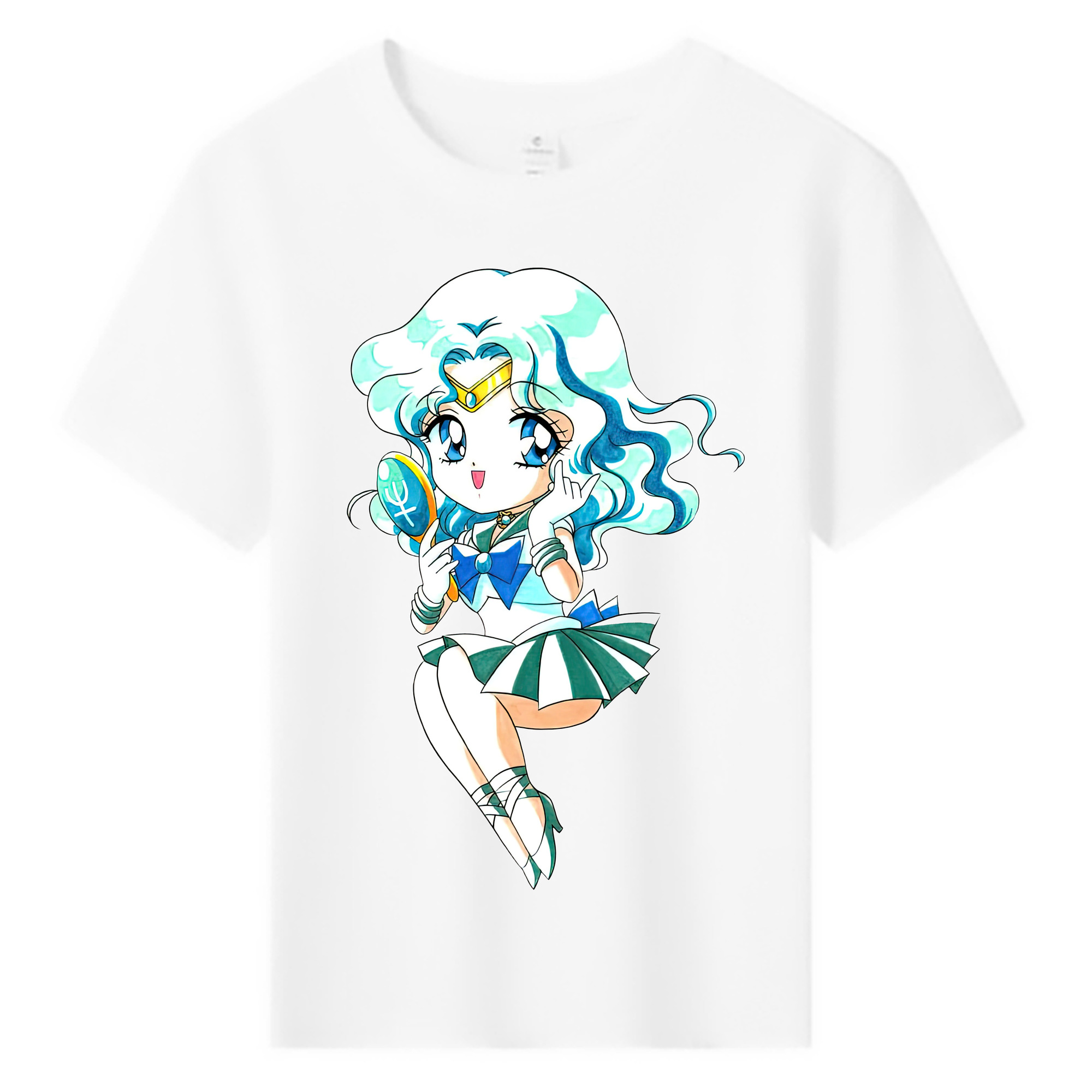 （画像用） 美少女戦士セーラームーン 海王 みちる（かいおう みちる） Sailor Moon Kaiou Michiru 綿100％キッズTシャツ（フロントプリント）
