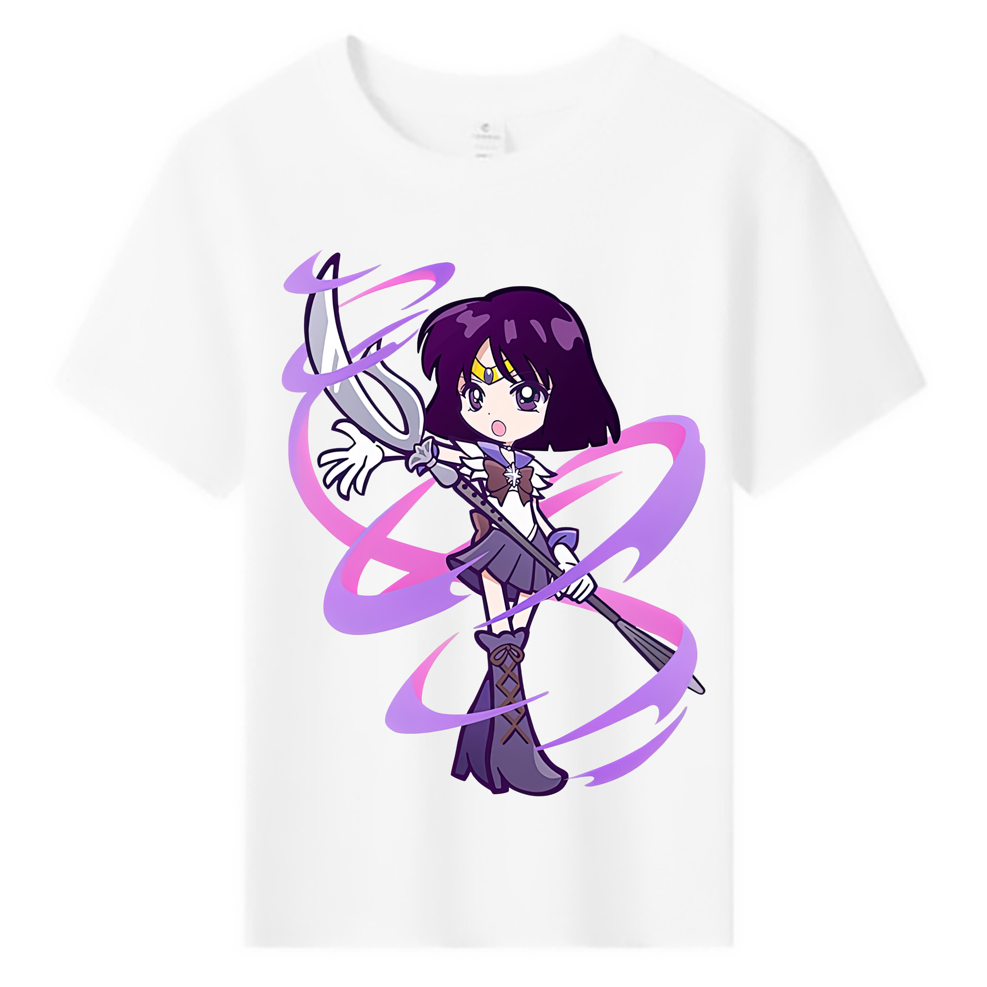 （画像用） 美少女戦士セーラームーン 土萠ほたる Sailor Moon Tomoe Hotaru （セーラーサターン；Sailor Saturn） 綿100％キッズTシャツ（フロントプリント）