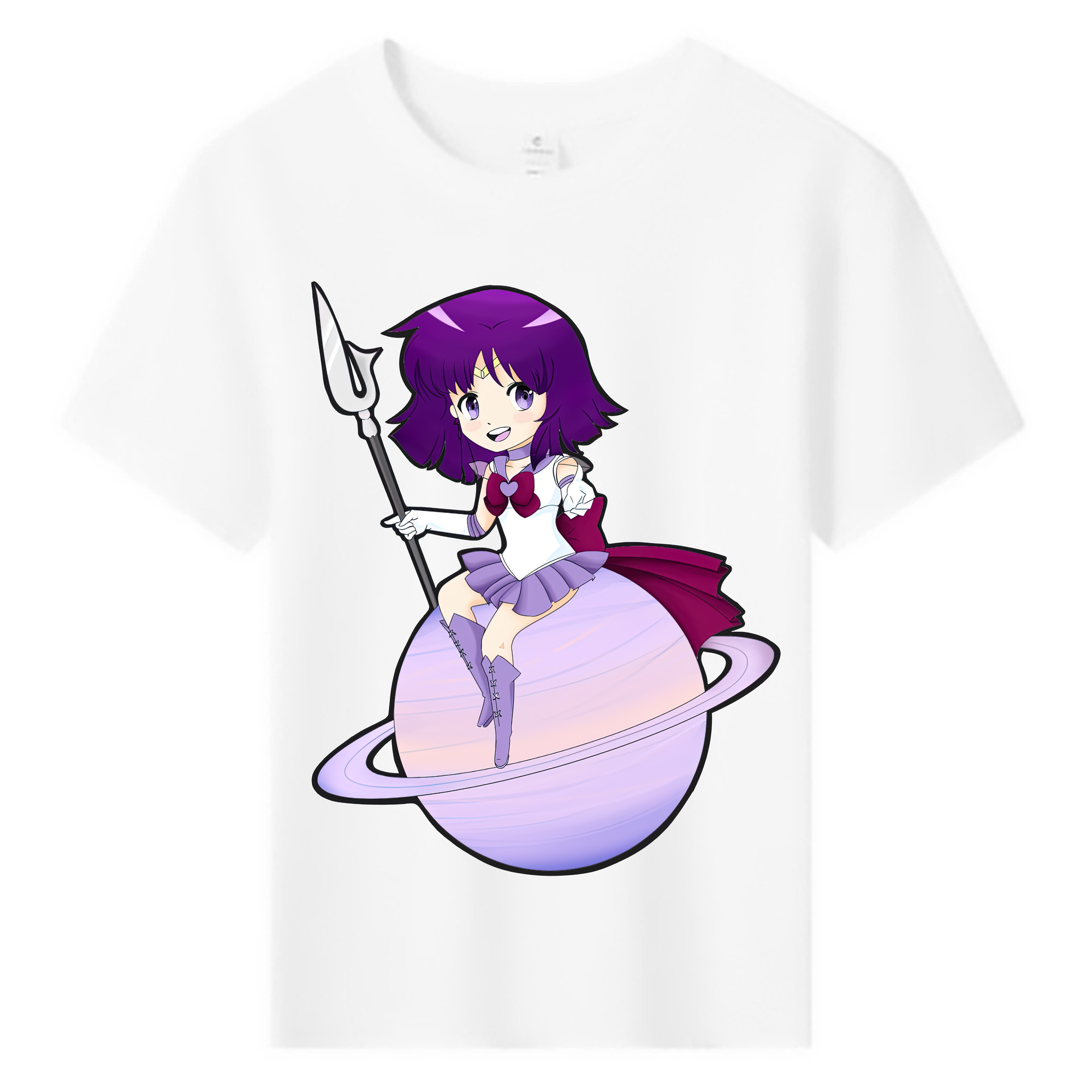 （画像用） 美少女戦士セーラームーン 土萠ほたる Sailor Moon Tomoe Hotaru （セーラーサターン；Sailor Saturn） 綿100％キッズTシャツ（フロントプリント）