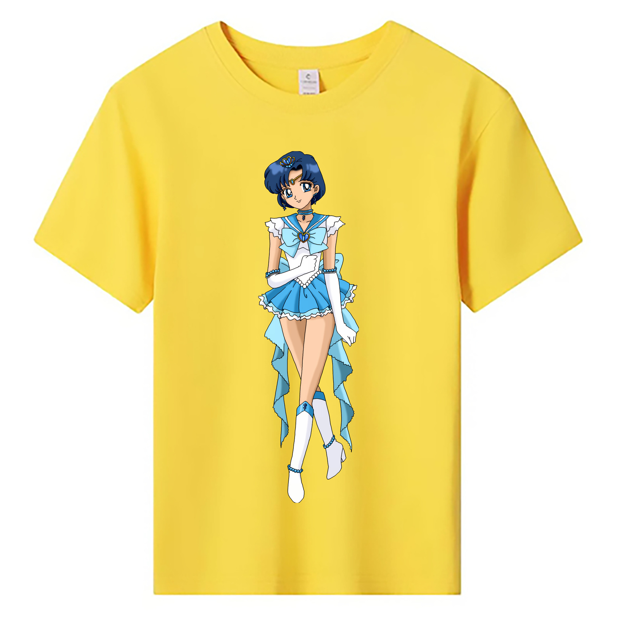 （画像用） 美少女戦士セーラームーン 水野 亜美 みずの あみ Sailor Moon Mizuno Ami 綿100％キッズTシャツ（フロントプリント）