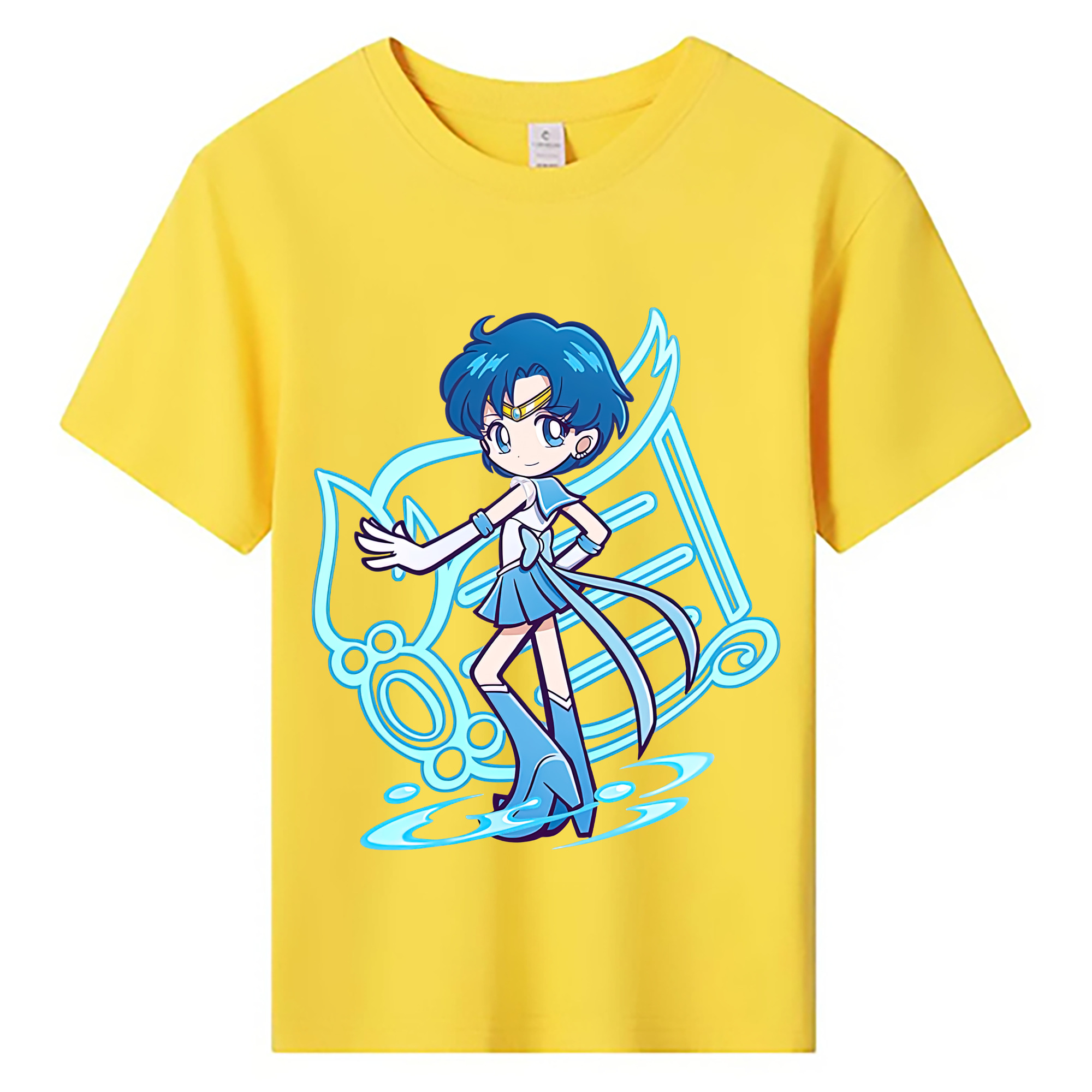 （画像用） 美少女戦士セーラームーン 水野 亜美 みずの あみ Sailor Moon Mizuno Ami 綿100％キッズTシャツ（フロントプリント）