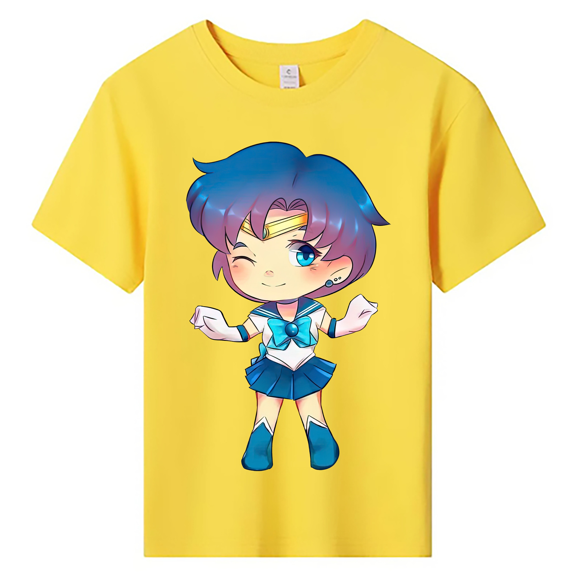 （画像用） 美少女戦士セーラームーン 水野 亜美 みずの あみ Sailor Moon Mizuno Ami 綿100％キッズTシャツ（フロントプリント）