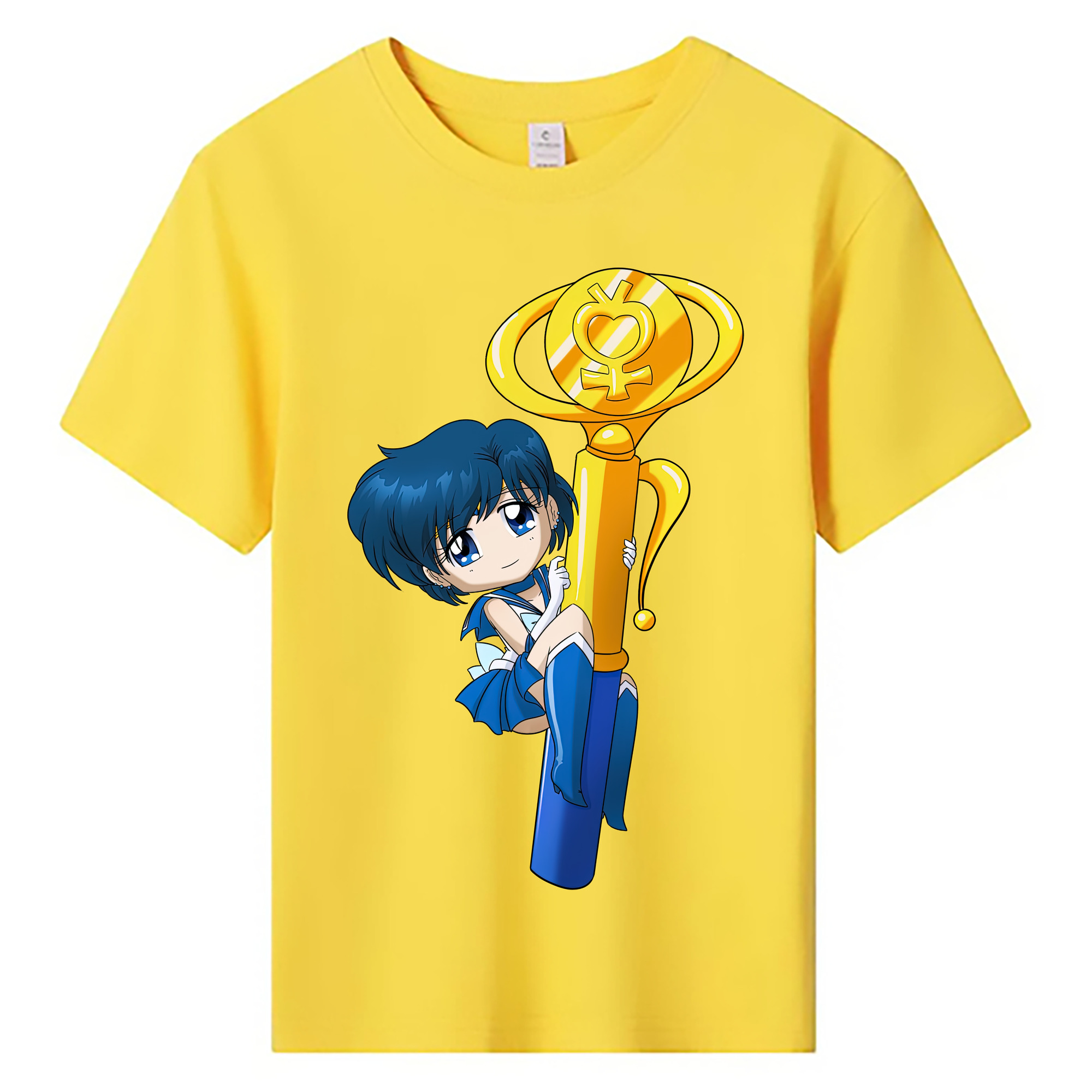 （画像用） 美少女戦士セーラームーン 水野 亜美 みずの あみ Sailor Moon Mizuno Ami 綿100％キッズTシャツ（フロントプリント）