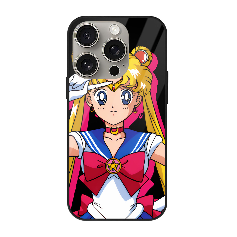 （画像用） 美少女戦士セーラームーン 月野 うさぎ つきの うさぎ Sailor Moon Tsukino Usagi 【iPhone15Pro対応】スマホケース 耐衝撃＆黄変防止 背面ガラス