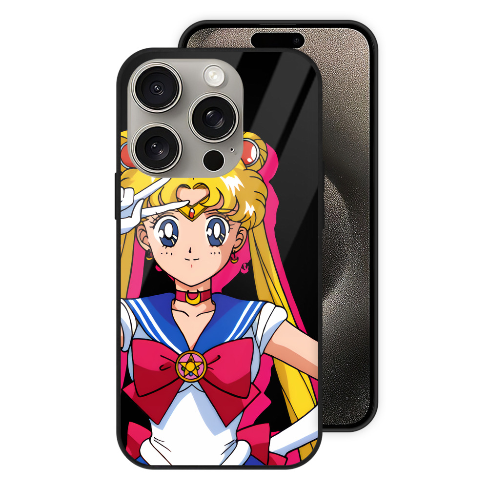 （画像用） 美少女戦士セーラームーン 月野 うさぎ つきの うさぎ Sailor Moon Tsukino Usagi 【iPhone15Pro対応】スマホケース 耐衝撃＆黄変防止 背面ガラス