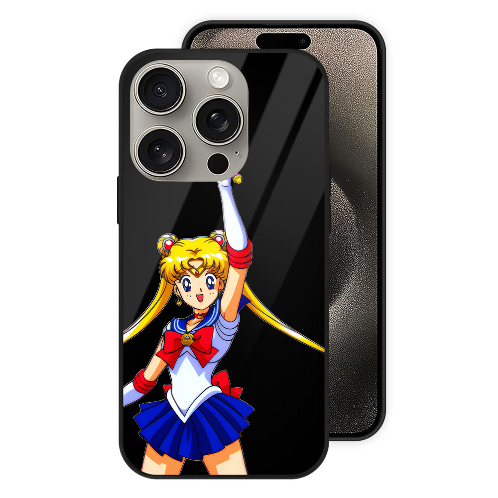 （画像用） 美少女戦士セーラームーン 月野 うさぎ つきの うさぎ Sailor Moon Tsukino Usagi 【iPhone15Pro対応】スマホケース 耐衝撃＆黄変防止 背面ガラス