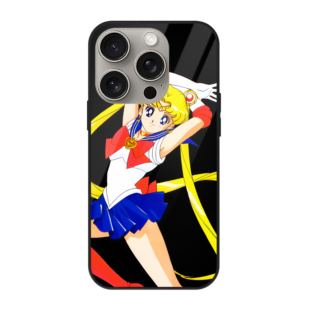 （画像用） 美少女戦士セーラームーン 月野 うさぎ つきの うさぎ Sailor Moon Tsukino Usagi 【iPhone15Pro対応】スマホケース 耐衝撃＆黄変防止 背面ガラス