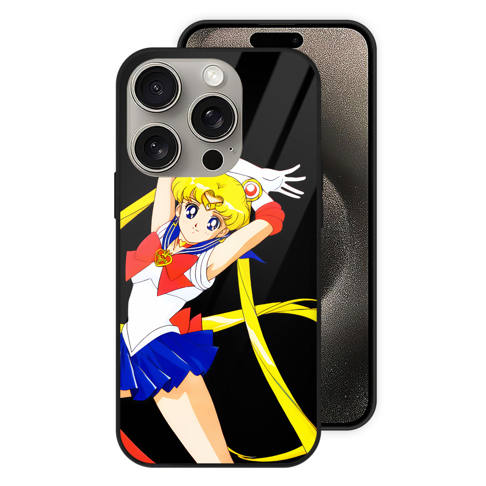 （画像用） 美少女戦士セーラームーン 月野 うさぎ つきの うさぎ Sailor Moon Tsukino Usagi 【iPhone15Pro対応】スマホケース 耐衝撃＆黄変防止 背面ガラス