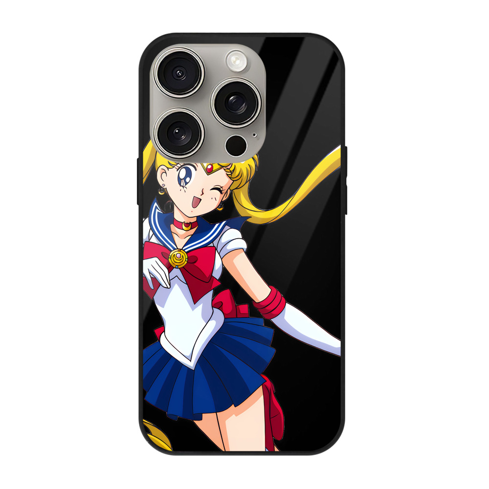 （画像用） 美少女戦士セーラームーン 月野 うさぎ つきの うさぎ Sailor Moon Tsukino Usagi 【iPhone15Pro対応】スマホケース 耐衝撃＆黄変防止 背面ガラス