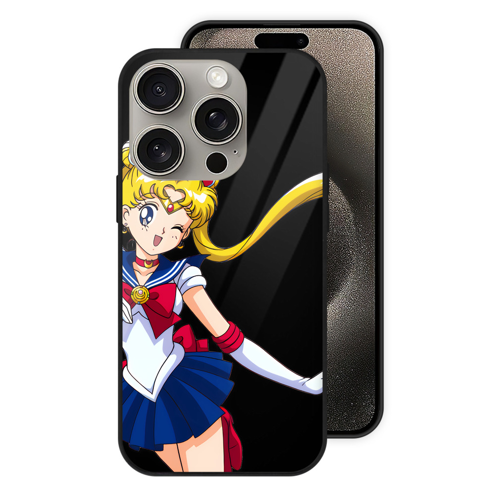 （画像用） 美少女戦士セーラームーン 月野 うさぎ つきの うさぎ Sailor Moon Tsukino Usagi 【iPhone15Pro対応】スマホケース 耐衝撃＆黄変防止 背面ガラス
