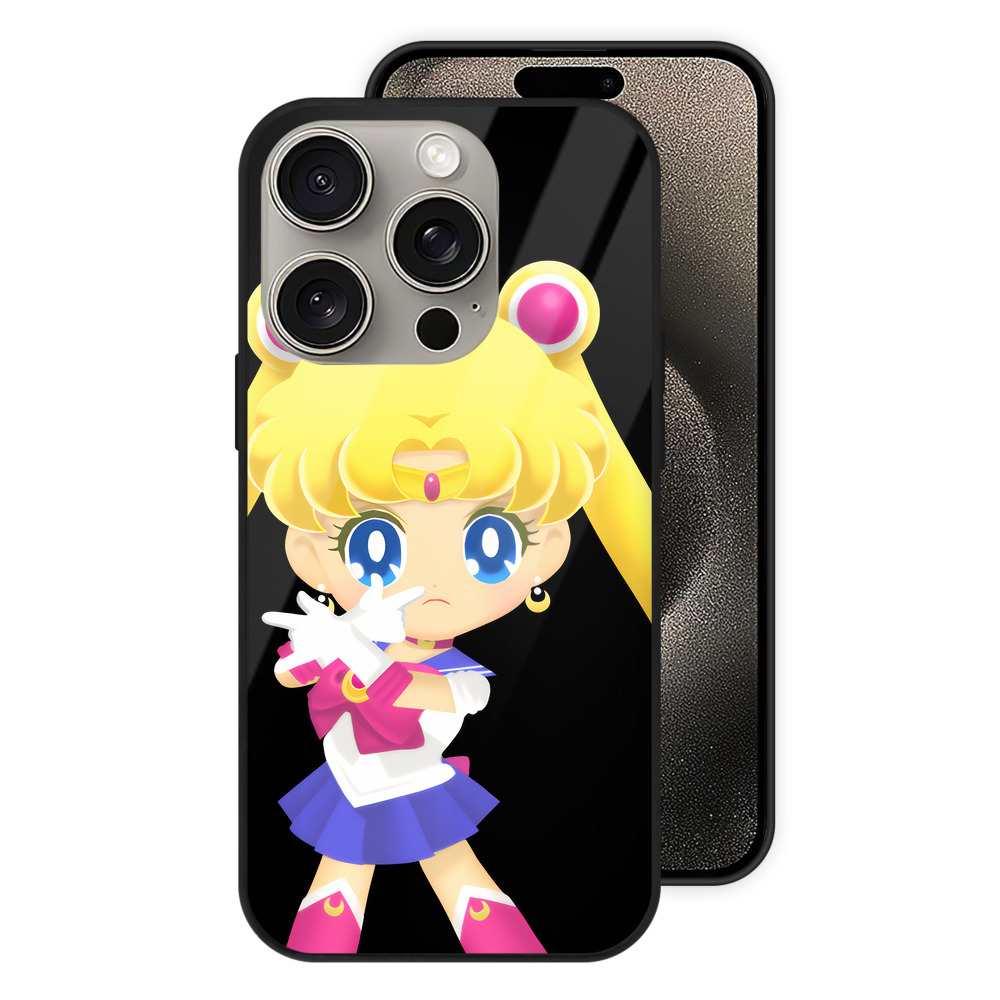 （画像用） 美少女戦士セーラームーン 月野 うさぎ つきの うさぎ Sailor Moon Tsukino Usagi 【iPhone15Pro対応】スマホケース 耐衝撃＆黄変防止 背面ガラス