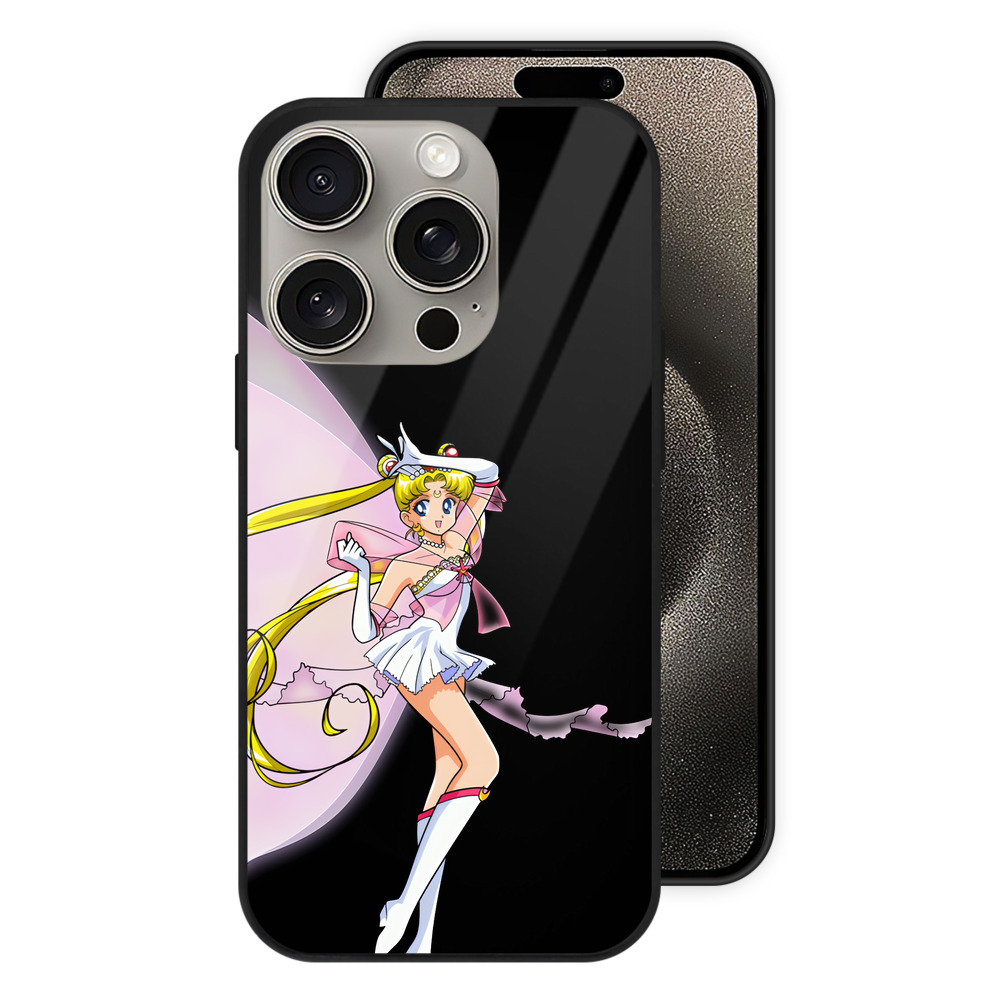 （画像用） 美少女戦士セーラームーン 月野 うさぎ つきの うさぎ Sailor Moon Tsukino Usagi 【iPhone15Pro対応】スマホケース 耐衝撃＆黄変防止 背面ガラス