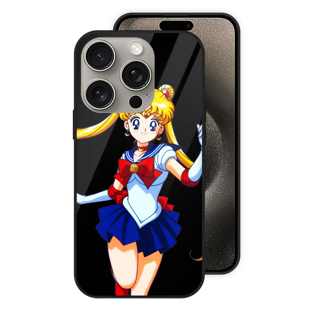 （画像用） 美少女戦士セーラームーン 月野 うさぎ つきの うさぎ Sailor Moon Tsukino Usagi 【iPhone15Pro対応】スマホケース 耐衝撃＆黄変防止 背面ガラス