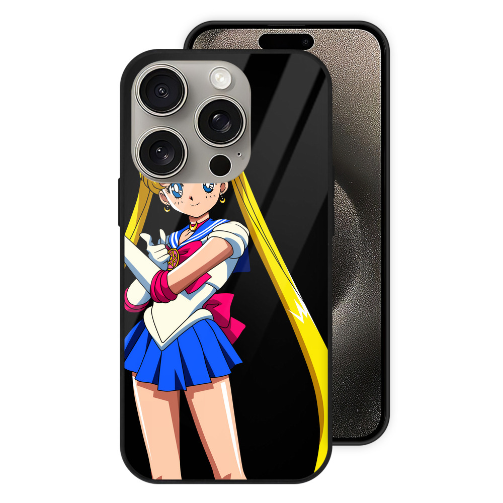 （画像用） 美少女戦士セーラームーン 月野 うさぎ つきの うさぎ Sailor Moon Tsukino Usagi 【iPhone15Pro対応】スマホケース 耐衝撃＆黄変防止 背面ガラス