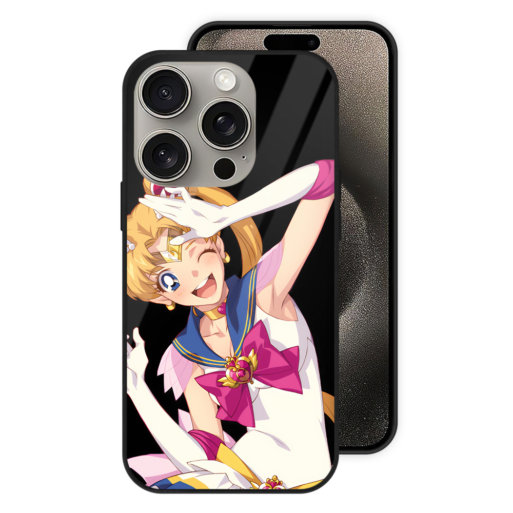 （画像用） 美少女戦士セーラームーン 月野 うさぎ つきの うさぎ Sailor Moon Tsukino Usagi 【iPhone15Pro対応】スマホケース 耐衝撃＆黄変防止 背面ガラス