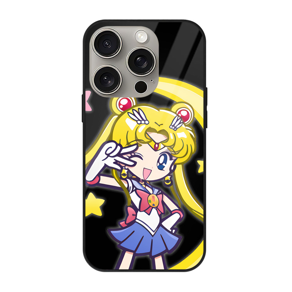 （画像用） 美少女戦士セーラームーン 月野 うさぎ つきの うさぎ Sailor Moon Tsukino Usagi 【iPhone15Pro対応】スマホケース 耐衝撃＆黄変防止 背面ガラス