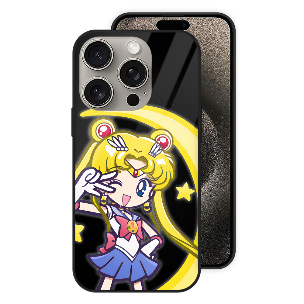 （画像用） 美少女戦士セーラームーン 月野 うさぎ つきの うさぎ Sailor Moon Tsukino Usagi 【iPhone15Pro対応】スマホケース 耐衝撃＆黄変防止 背面ガラス