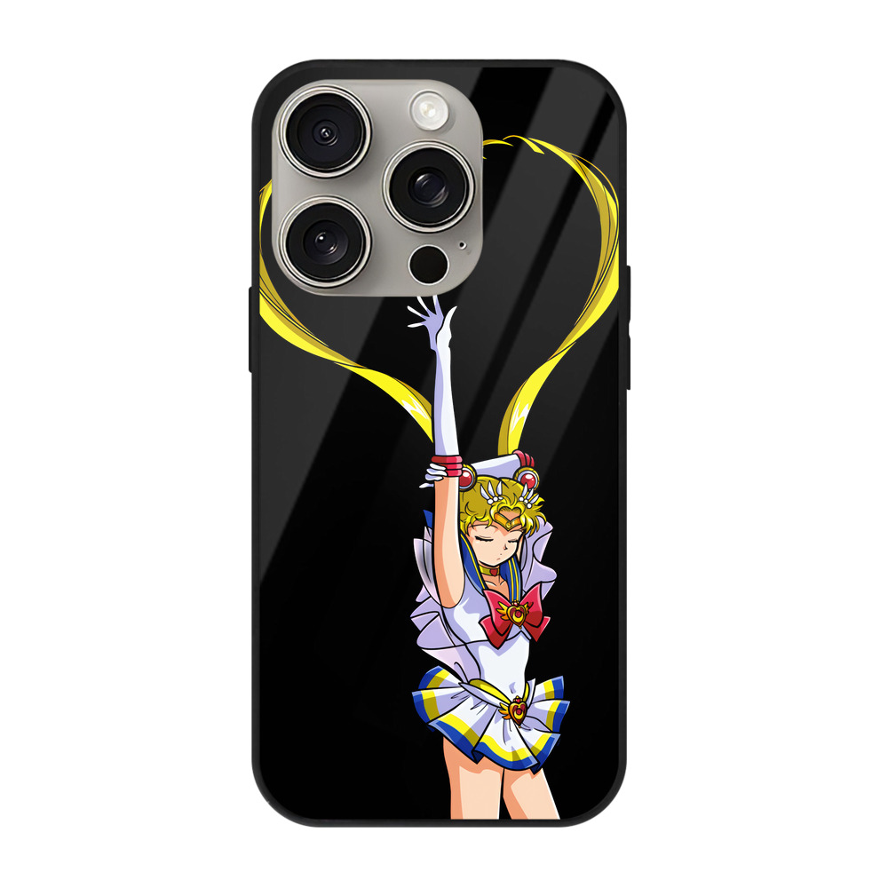 （画像用） 美少女戦士セーラームーン 月野 うさぎ つきの うさぎ Sailor Moon Tsukino Usagi 【iPhone15Pro対応】スマホケース 耐衝撃＆黄変防止 背面ガラス