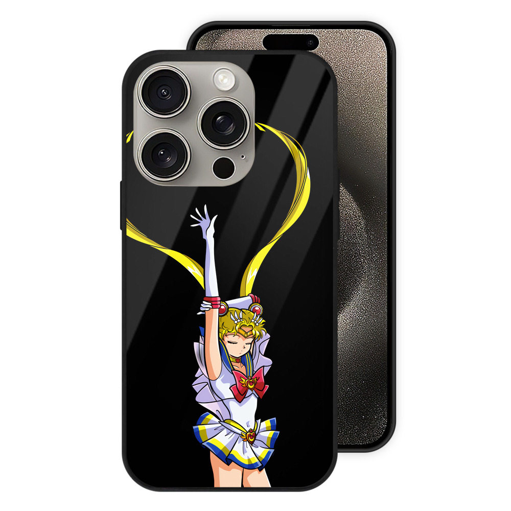 （画像用） 美少女戦士セーラームーン 月野 うさぎ つきの うさぎ Sailor Moon Tsukino Usagi 【iPhone15Pro対応】スマホケース 耐衝撃＆黄変防止 背面ガラス